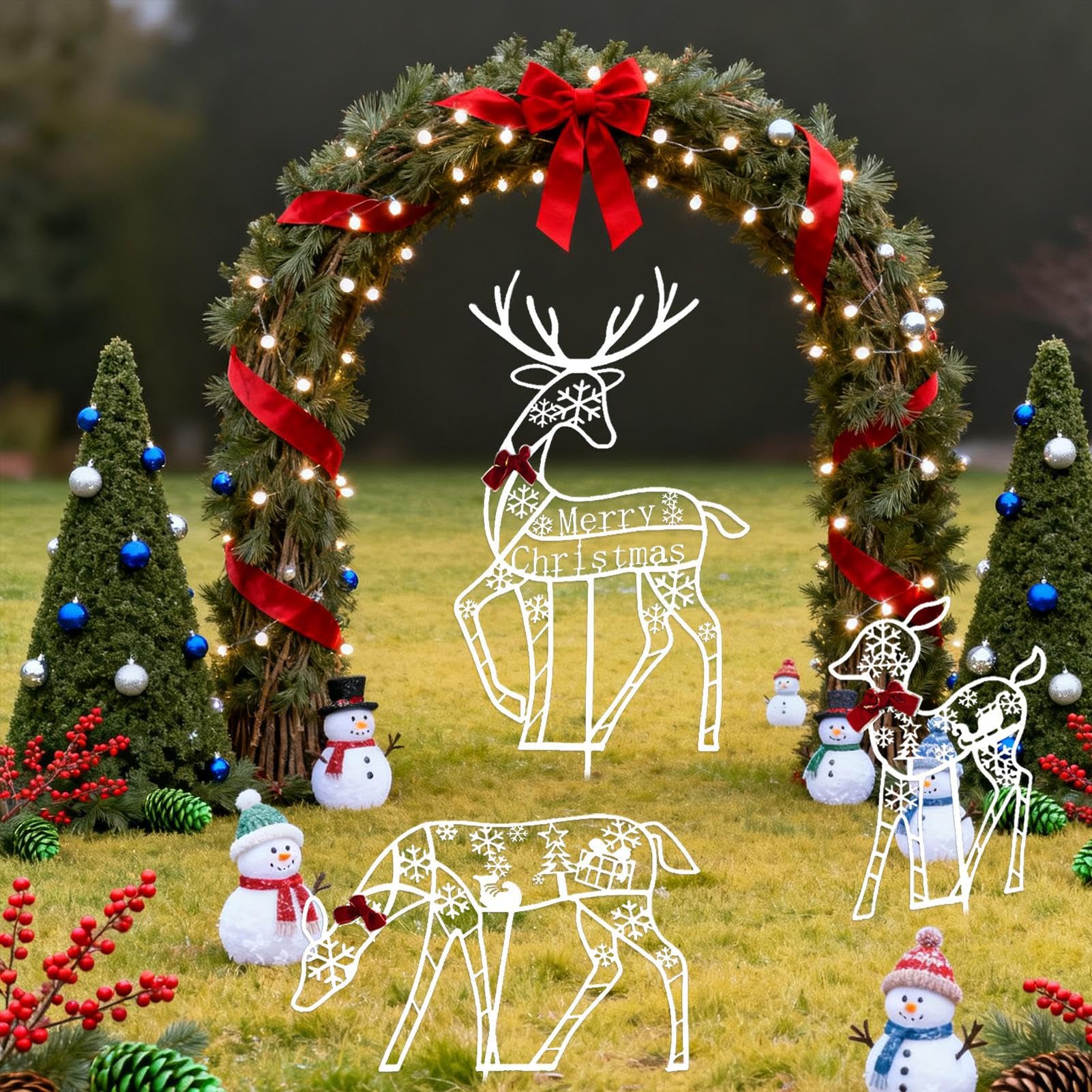 Reno De Navidad Exterior Decoración Navideña Porche | Decoraciones Festivas De Jardín para Propietarios Planificadores Vecindario Patio Delantero Invierno Jardín Patio Trasero