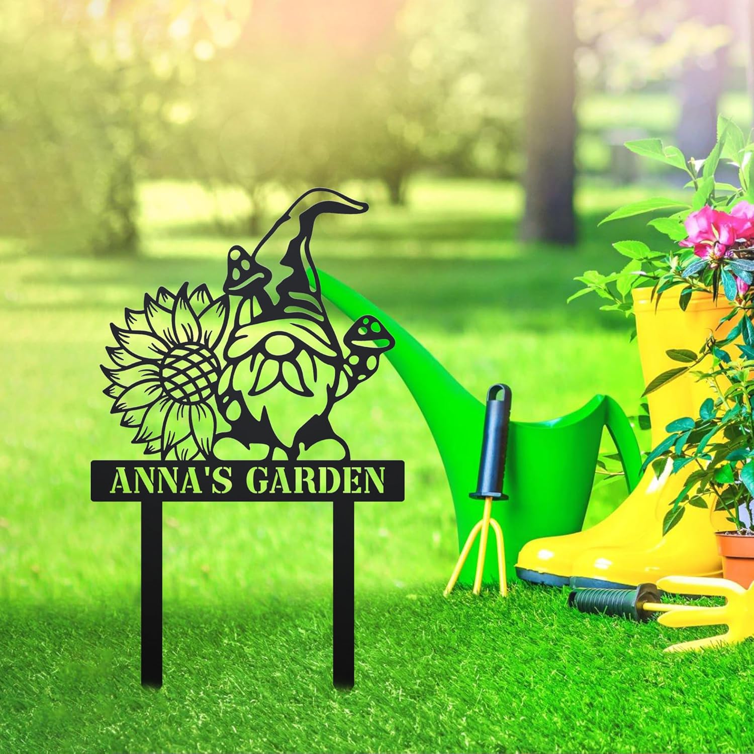 Garden Gnome Custom Yard Sign With Made From Stainless Steel With All Kinds of Size Options for Garden Decoration and Lawn Decoration, Metal Home Decor, Metal Yard Art, Garden Metal Sign