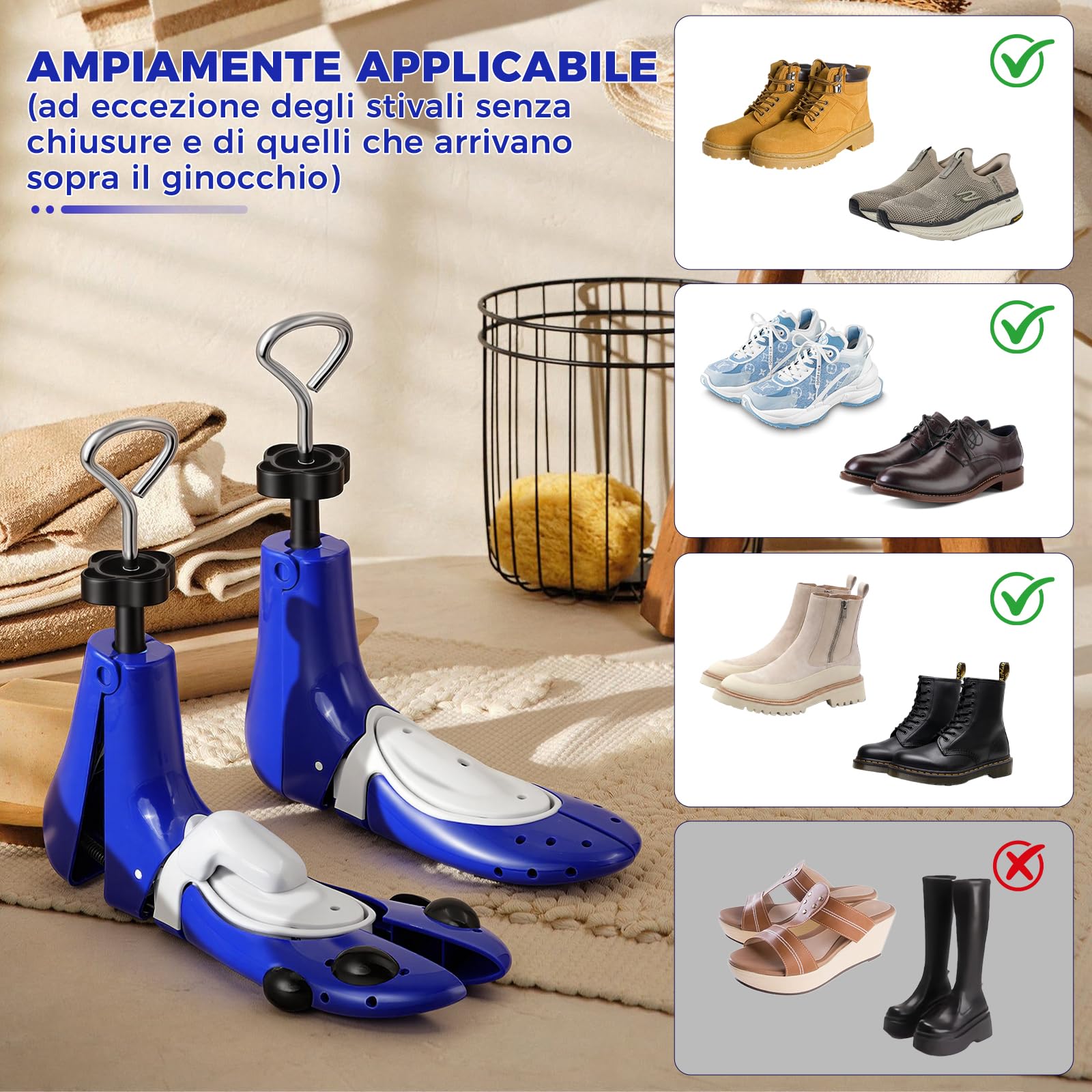 Tenditore per scarpe da uomo e da donna, regolabile in 3 vie, lunghezza e larghezza, per scarpe troppo strette, estensore per scarpe da ginnastica, stivali da trekking