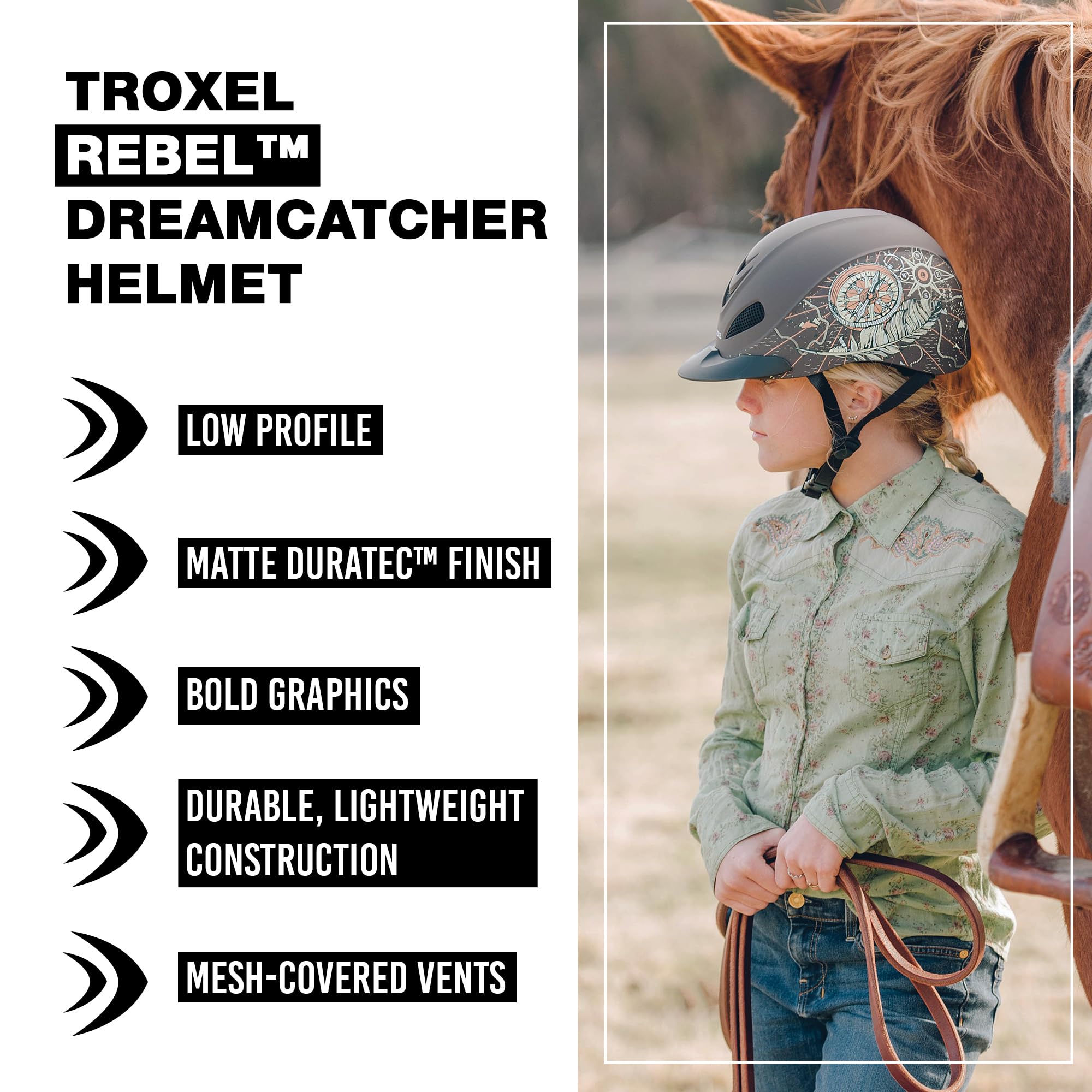 Troxel Rebel Bold Horse Riding Helmet Low-Profile Light Adjustable Design Safety Horseback Riding Gear product thumbnail 3