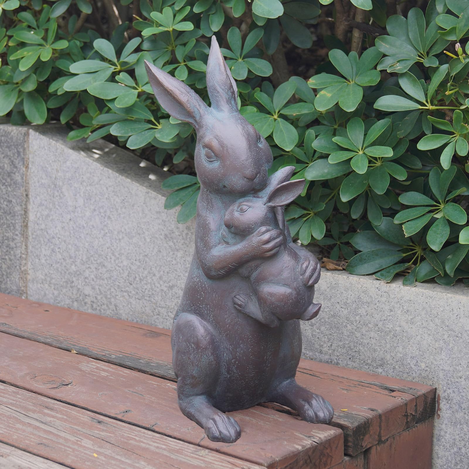 Braxio Copper Bunny Decor Garden Outdoor Statues - Resin Standing Easter Rabbit Statue for Outside Yard Decor, Living Room, Mothers Day, Birthday, Thanksgiving, 7.5×5.6×15.3 Inch