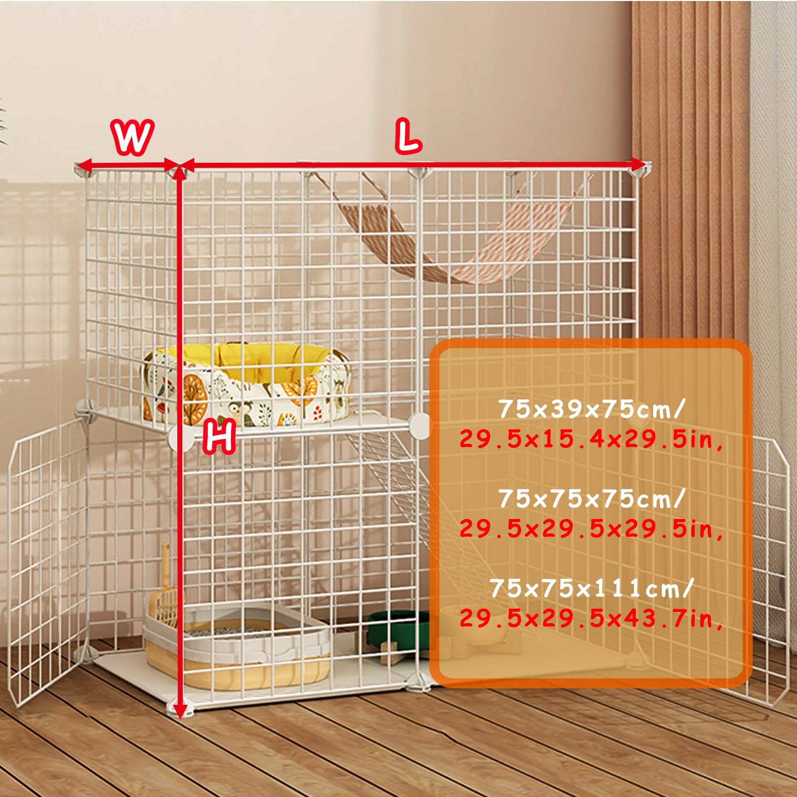 Obudowa dla kota, duża klatka dla kota, ogrodzenie druciane, zdejmowane DIY, plac zabaw dla zwierząt domowych dla kotów i psów, idealna do użytku na zewnątrz, w podróży, na kemping i balkon