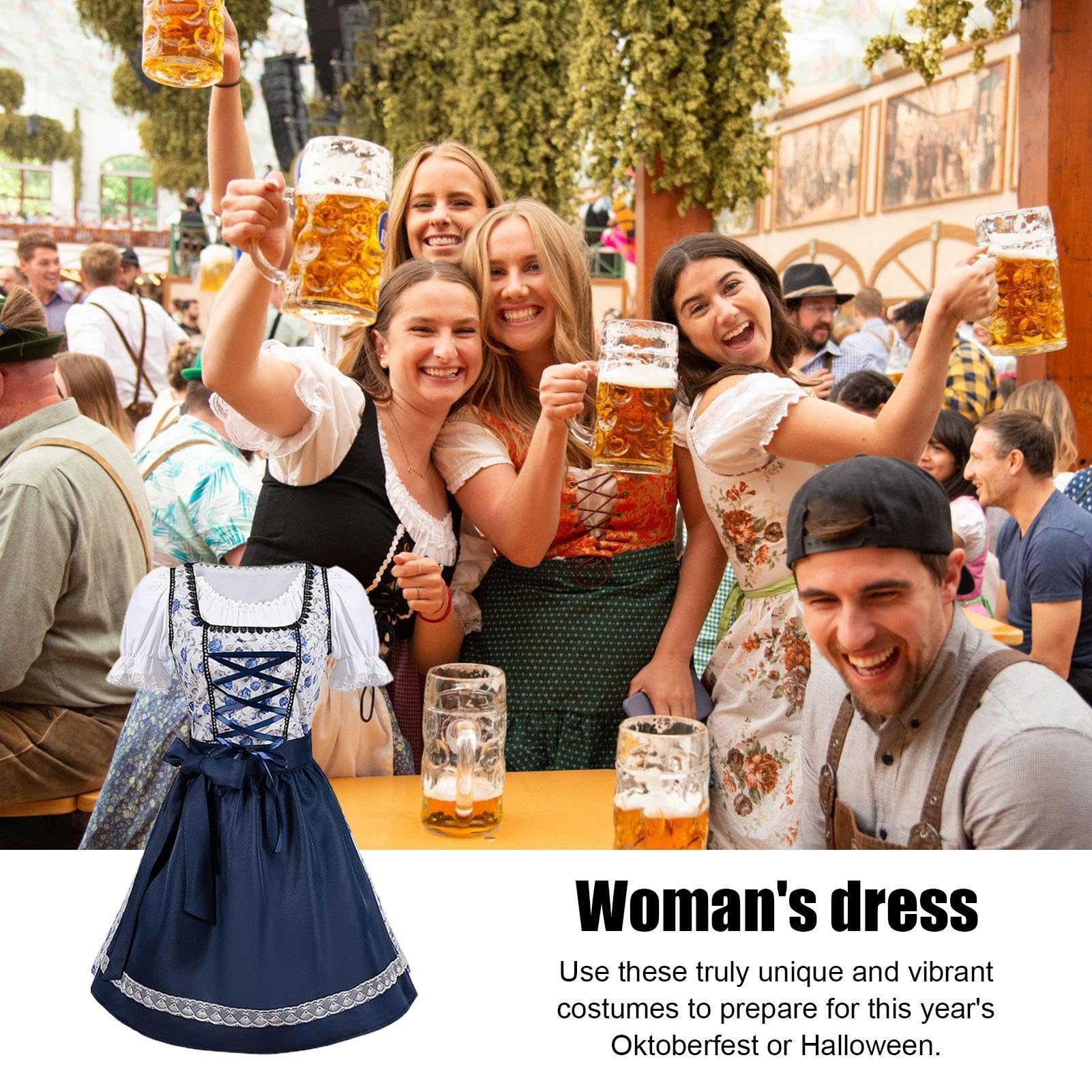Costume Oktoberfest Per Bambine Abbigliamento Cosplay Traspirante Classico | Vestito Dirndl Tedesco Da Birra Halloween Per Spettacoli Teatrali Feste Cosplay Eventi Figlie Alunni E Compagni D