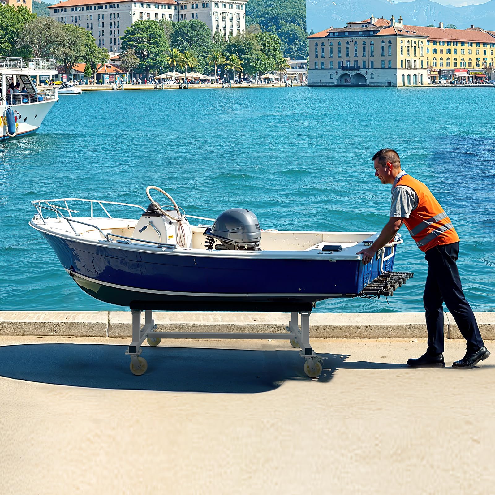 VEVOR Jet Ski Dolly, 816 kg, Bootswagen, Kajak Transportwagen zum Bewegen von Wasserfahrzeugen, Feste Koje mit 4 Lenkrollen & 2 Bremsen, Slipwagen für Kajaks, Luftkissenfahrzeuge, Schnellboote