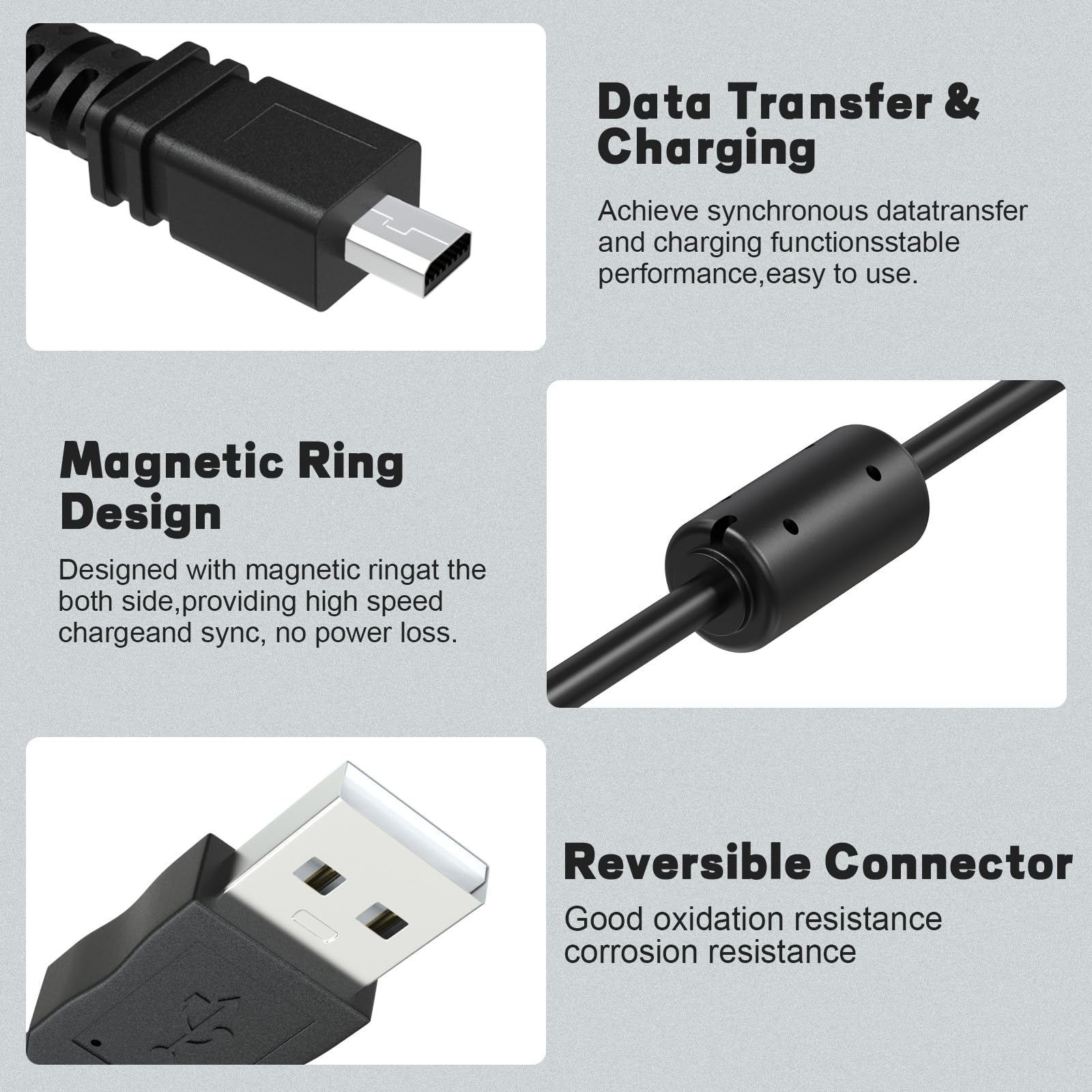 Ancable Cavo USB Mini-B UC-E6 1,5 M – Per Trasferimento Dati E Ricarica Fotocamere Nikon Coolpix Serie L, D, P - 4