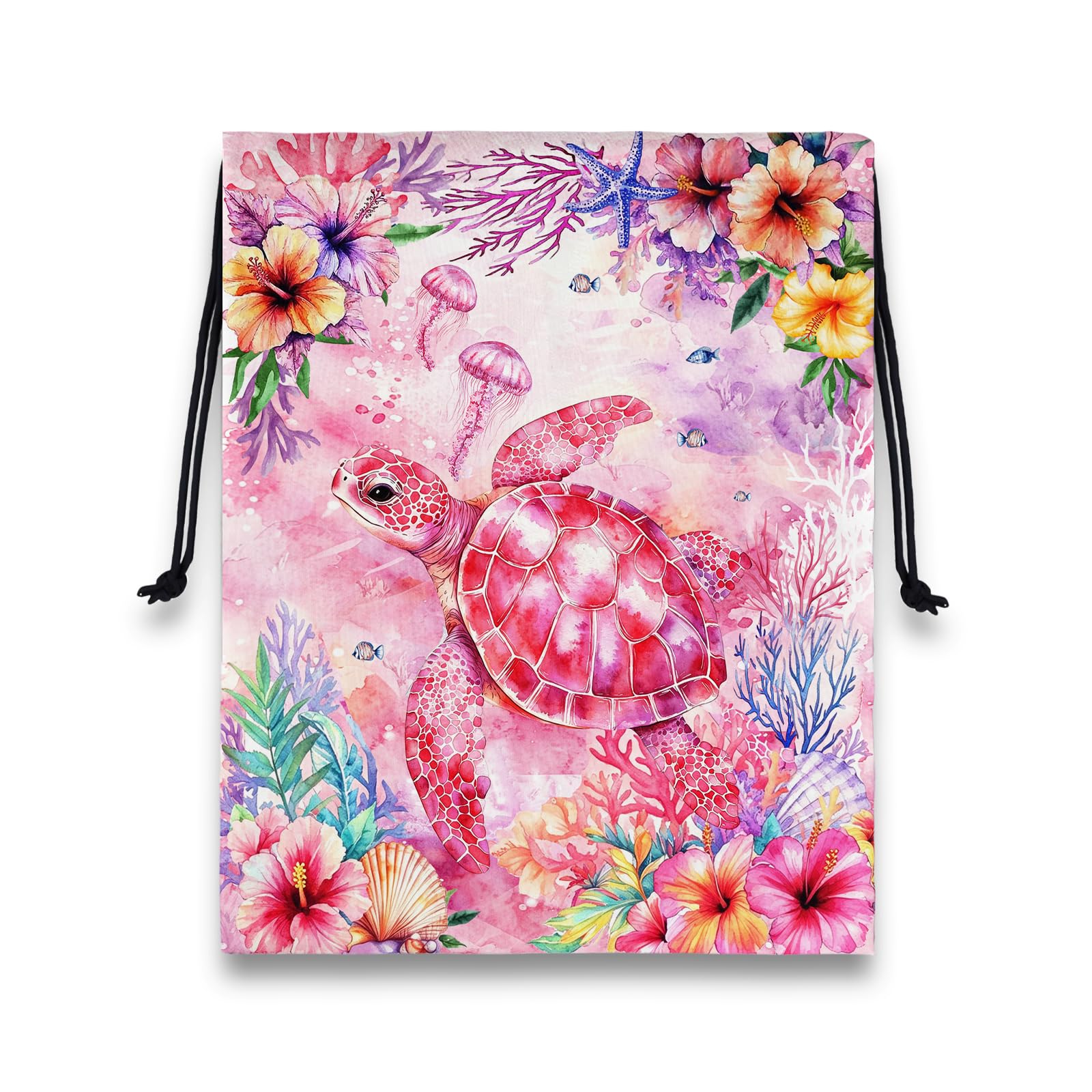 Sea Turtle Pink Grip Bags Gymnastics Small Drawstring Bag for Travel Party