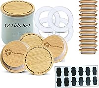 Vista 16 de Tapas de Bambú para Frascos de Yogur La Fermiere Paquete de 4 Diseño de Flores Aster Tapas de Bambú con Grabado Floral para Frascos de Cerámica