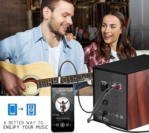 Miniatura 7 de Cable RCA de 25 pies, 0.138 in macho a 2RCA macho, cable adaptador de audio estéreo de nailon trenzado, cable AUX RCA Y para teléfonos inteligentes,