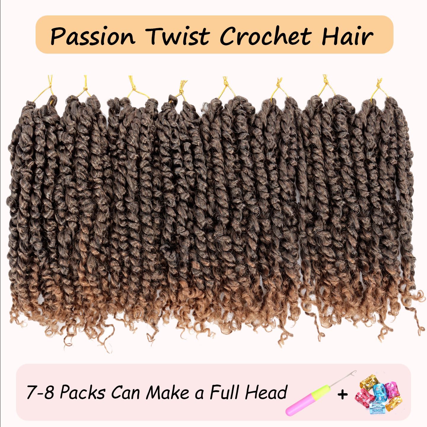8 Packs Passion Twist Hair 6 Inch Pre-twisted Passion Twist Crochet Hair Pre-looped Crochet Braids Hair for Women Passion Twists Braiding Hair Synthetic Hair Extensions - Image 2