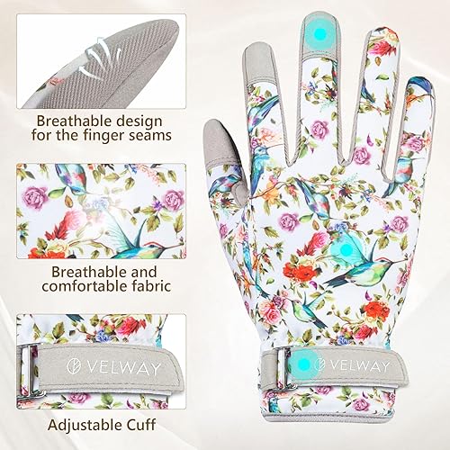 Miniatura 3 de Velway Guantes de trabajo de jardinería para mujer, guantes de jardinería flexibles y transpirables, guantes protectores ligeros para pantalla