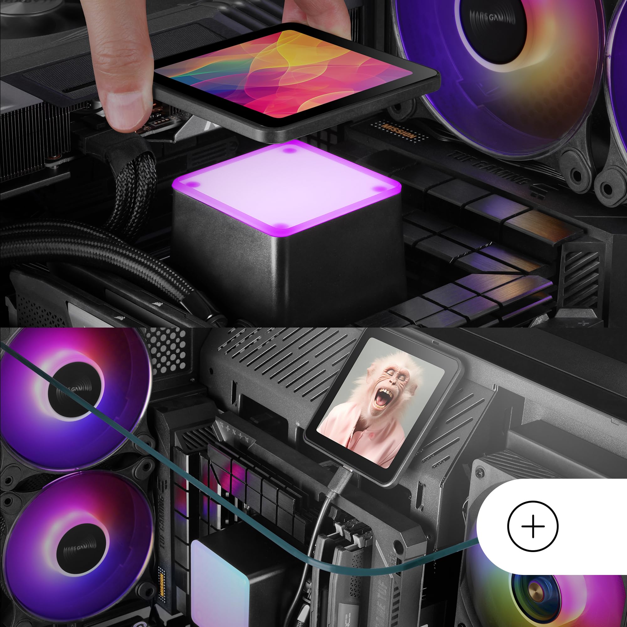 Mars Gaming ML-VISIONPRO240, Raffreddamento a Liquido AIO, TDP 500W, 2x Ventole ARGB 120mm FDB con Nucleo in Rame e Alluminio, Schermo LCD IPS 4” Rimovibile, Opti-Chamber 3a Generazione, Nero