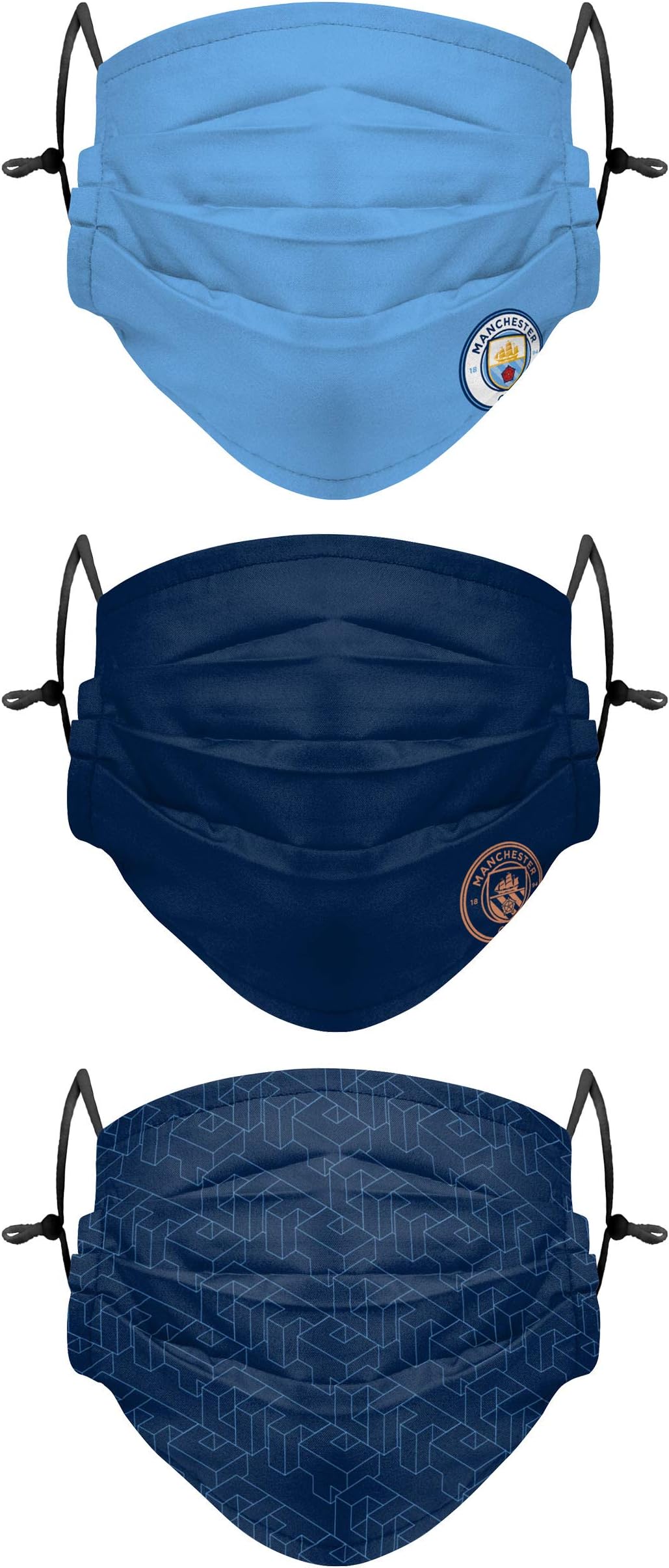 FOCO YOUTH 3 PACK PLEATED FACE COVERINGS WH