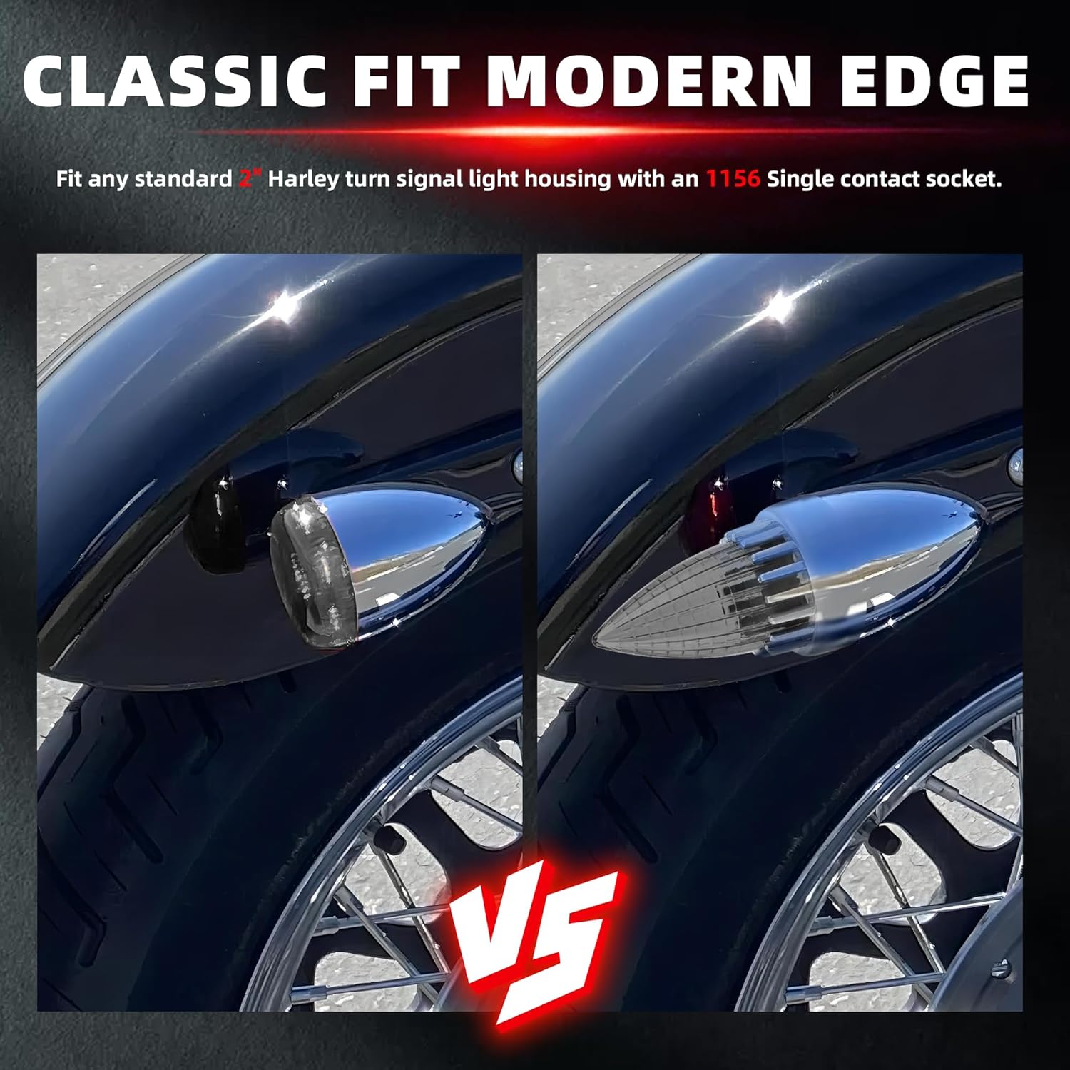 FATECIM Motorcycle 2" 1156 LED Rear Front Turn Signal Amber Light Bulb Blinker Indicator with Supersonic Replacement Smoke Lens for Harley Softail Touring Dyna Fat Boy Sportster Road King Street Glide