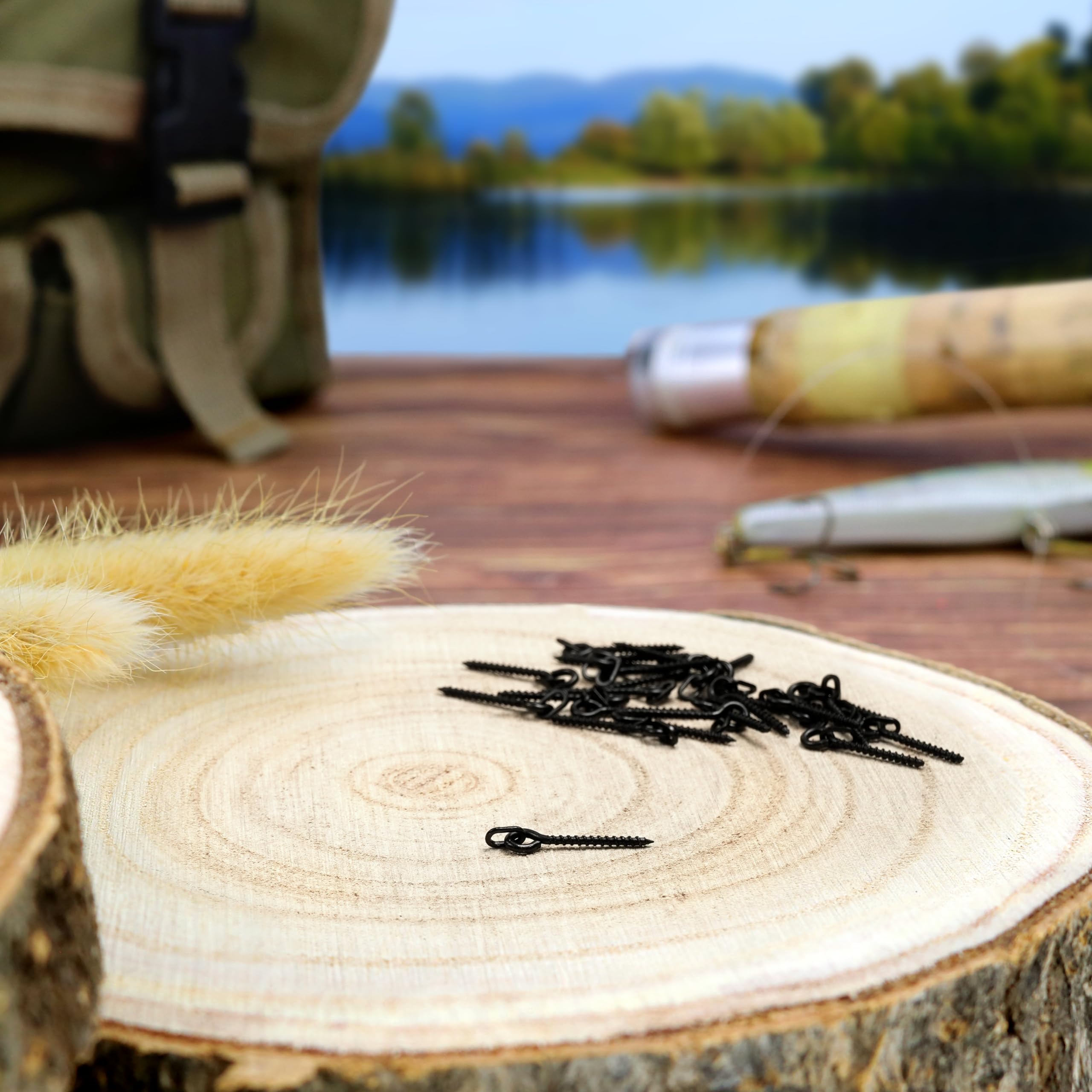 AMZfishing 25 x wkrętów z okrągłym lub owalnym pierścieniem | śruby do przynęt | montaż boilie | zestaw do przyrządzania włosów | wędkowanie karpia | przynęta na karpie | montaż na karpie | wędkowanie