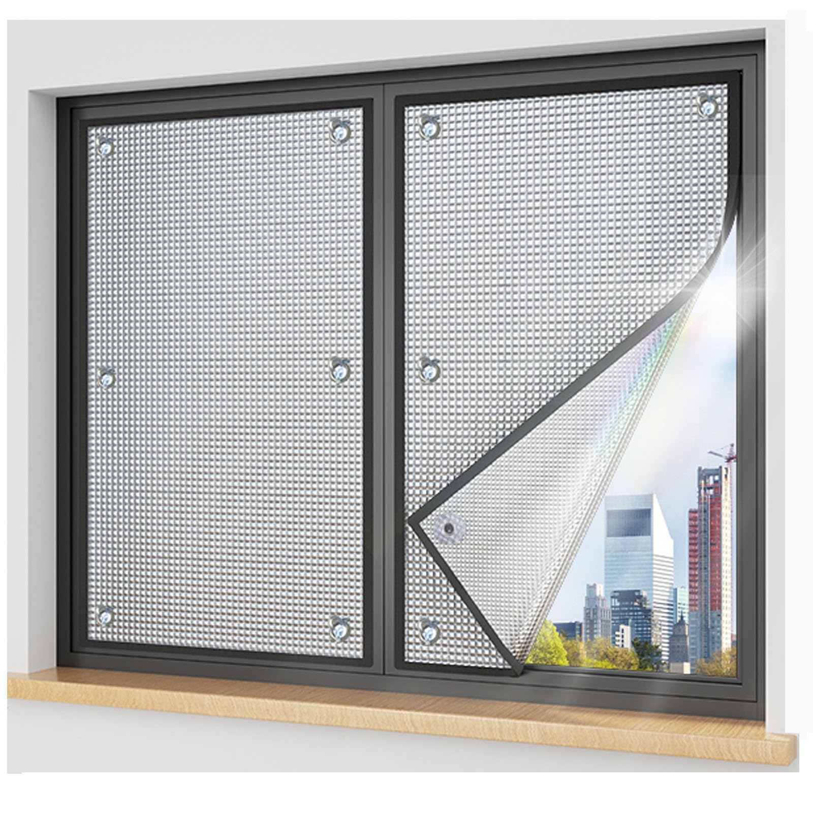 Wxgzsklv One Color Window Heat Blocking Film, Aluminum Foil Thermal Insulation Shield With Suction Cup, Sun Room Reflective Glass Film, Reusable Anti Uv Privacy Shield For Conservatory Living Room(55Cm X 80Cm)