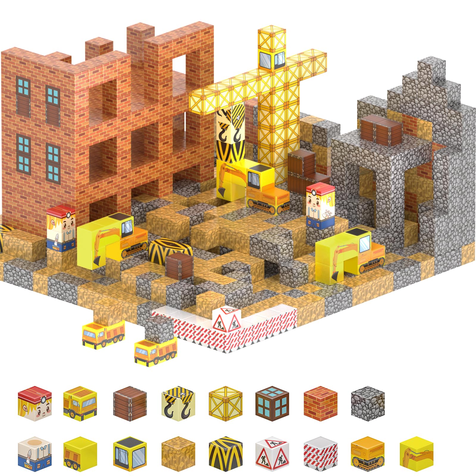 Magnetic Building Blocks, 100PCS Magnetic Blocks Set for Ages 3+, 0.8-Inch Construction Cubes, Educational STEM Building Toy for Boys and Girls, Ideal Gift for Birthdays and Christmas