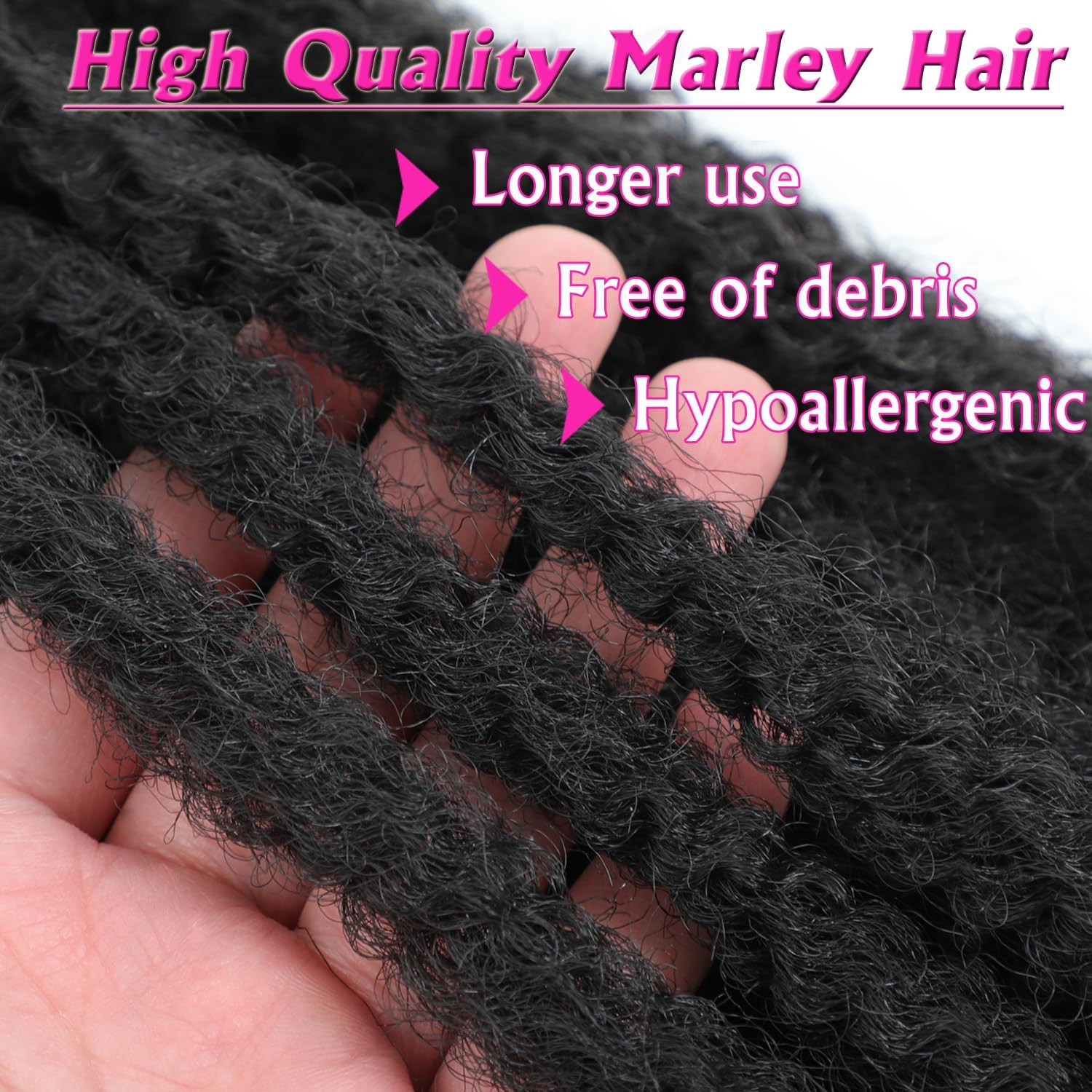 Enbeautiful Marley Twist Hair 24 Inch 8packs Marley Twists Braiding Hair Long Cuban Twist Hair Pre Fluffed Afro Kinky Curly Twists Crochet Hair Synthetic Marley Braids Extensions,1B#