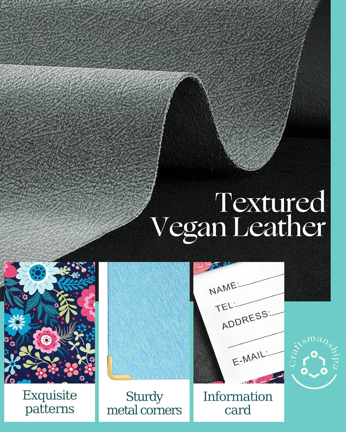 Slohif Passport Holder Lugguage Tag Set Suitcase Cover Wallet Case for Travel Women - Leather Passport Book Personalized Organizer Card Protector Sleeve Essentials Slim Carrier Plant - Image 5