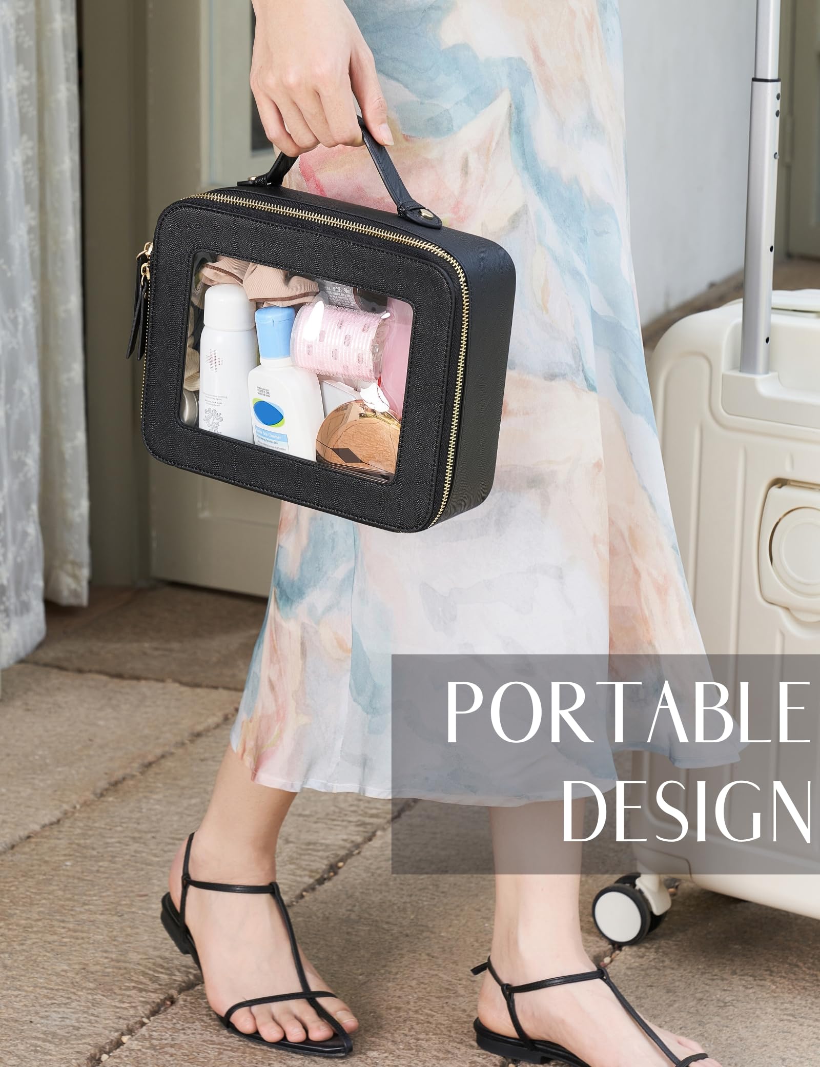 Popvibe Transparente Make-up-Tasche, Reise-Kosmetiktasche, transparenter Kulturbeutel mit Reißverschluss, tragbarer Make-up-Organizer, Reisen, kompakte Autotasche für wichtige Dinge
