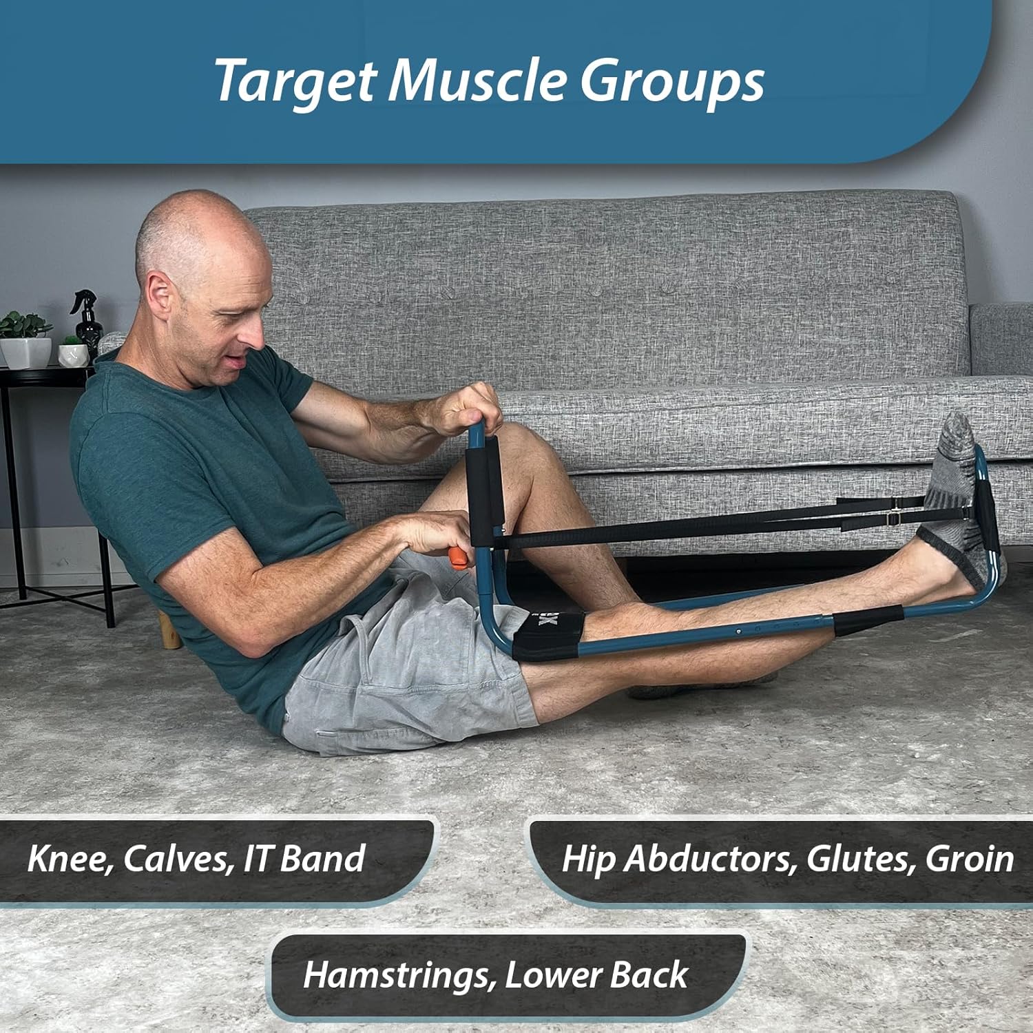 Flex Frame Knee & Hamstring Stretching Device – Adjustable Leg Traction for Knee Pain, Hip Pain, Lower Back Relief, IT Band, Post-Surgery Rehab, Knee Inversion Stretching.