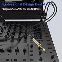 Vista 6 de 10 pies - 0.138 in 1/8 TRS a doble 0.250 in 1/4 TS mono Breakout Cable adaptador de cable estéreo divisor en Y compatible con iPhone, iPod, tarjeta