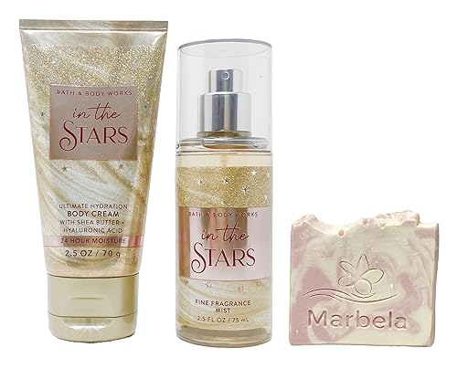 Bath & Body Works In The Stars - Duo Set Travel Size - Bruma de fragancia fina y crema corporal con un jabón de muestra de sales del Himalaya.