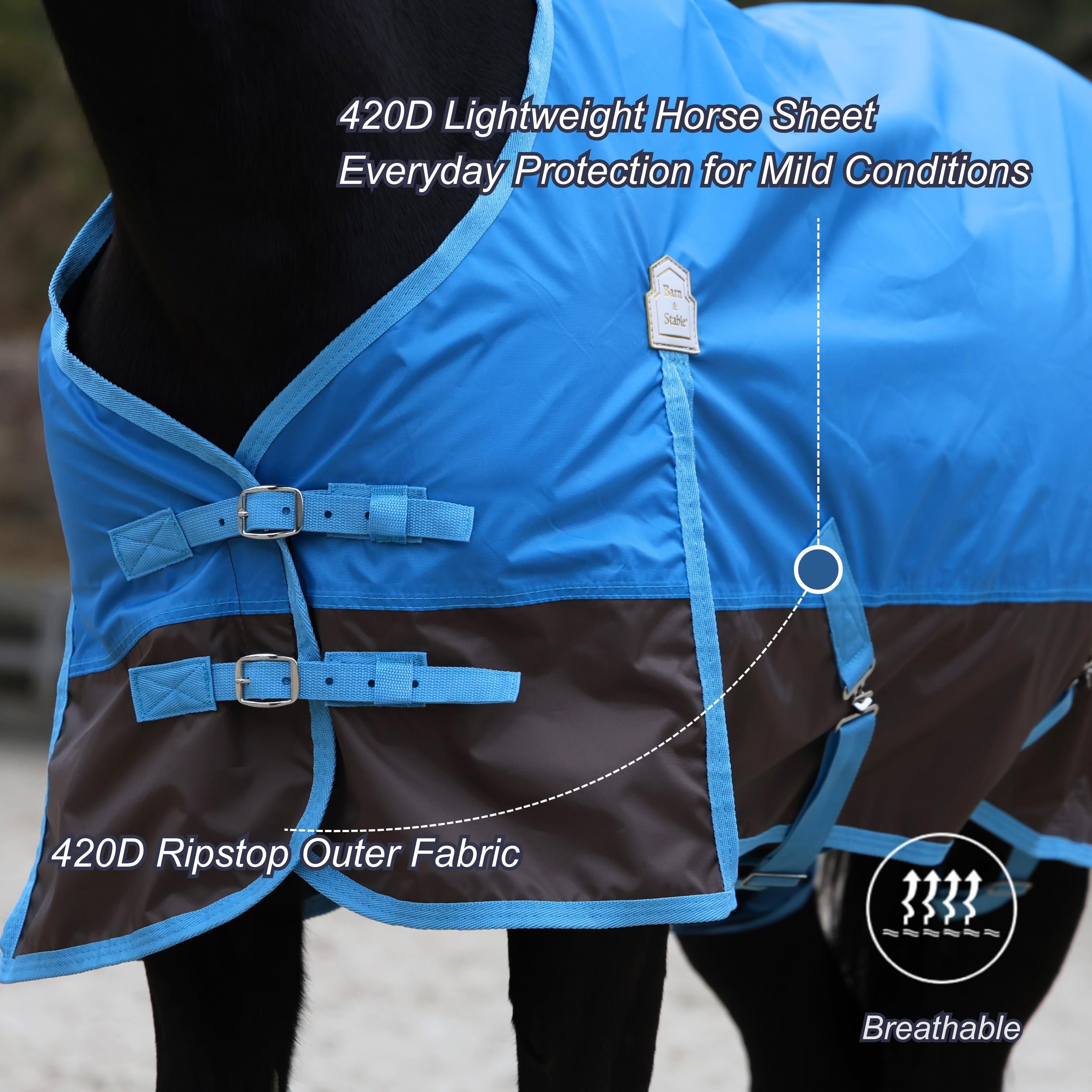 BARN & STABLE Sábanas para caballos 420D, cubierta ligera para caballos