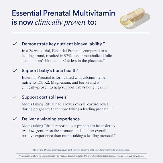 Ritual Prenatal Multivitamin for Women - Key Essential Vitamins and Minerals to Support Mom and Baby During Pregnancy* - Folate, Choline, Omega-3 DHA, Iron - Vegan - Mint - 60 Capsules - 30 Servings