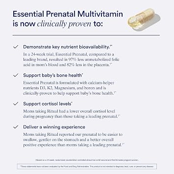 Ritual Prenatal Multivitamin for Women - Key Essential Vitamins and Minerals to Support Mom and Baby During Pregnancy* - Folate, Choline, Omega-3 DHA, Iron - Vegan - Mint - 60 Capsules - 30 Servings