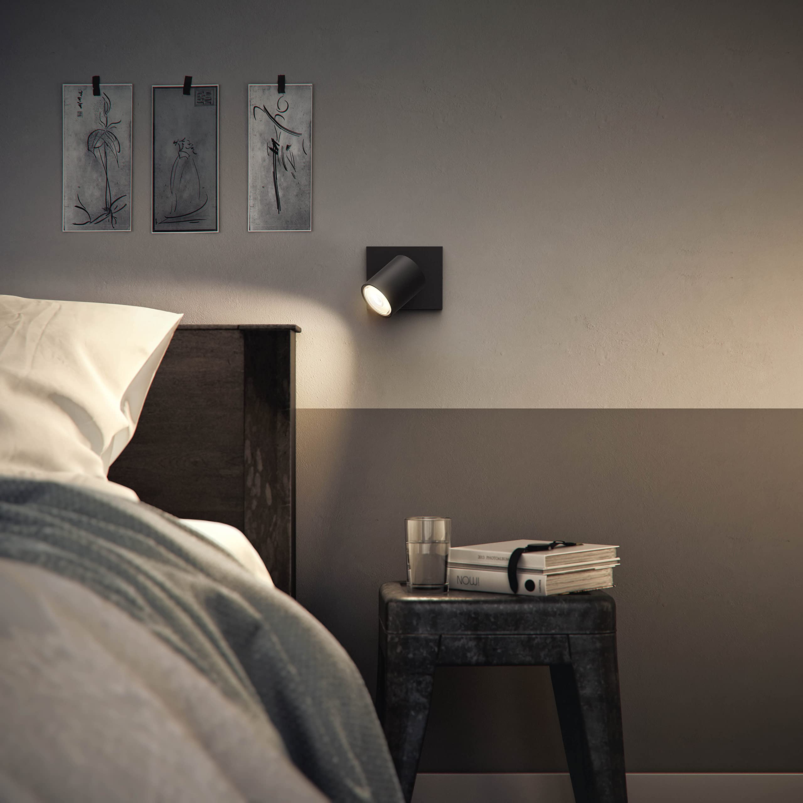 Philips Hue Runner Aufbaustrahler (Schwarz) - Warmweißes Licht - inkl. Hue Dimmschalter - Wandleuchte oder Deckenstrahler 1 Flammig - GU10 - Hue White