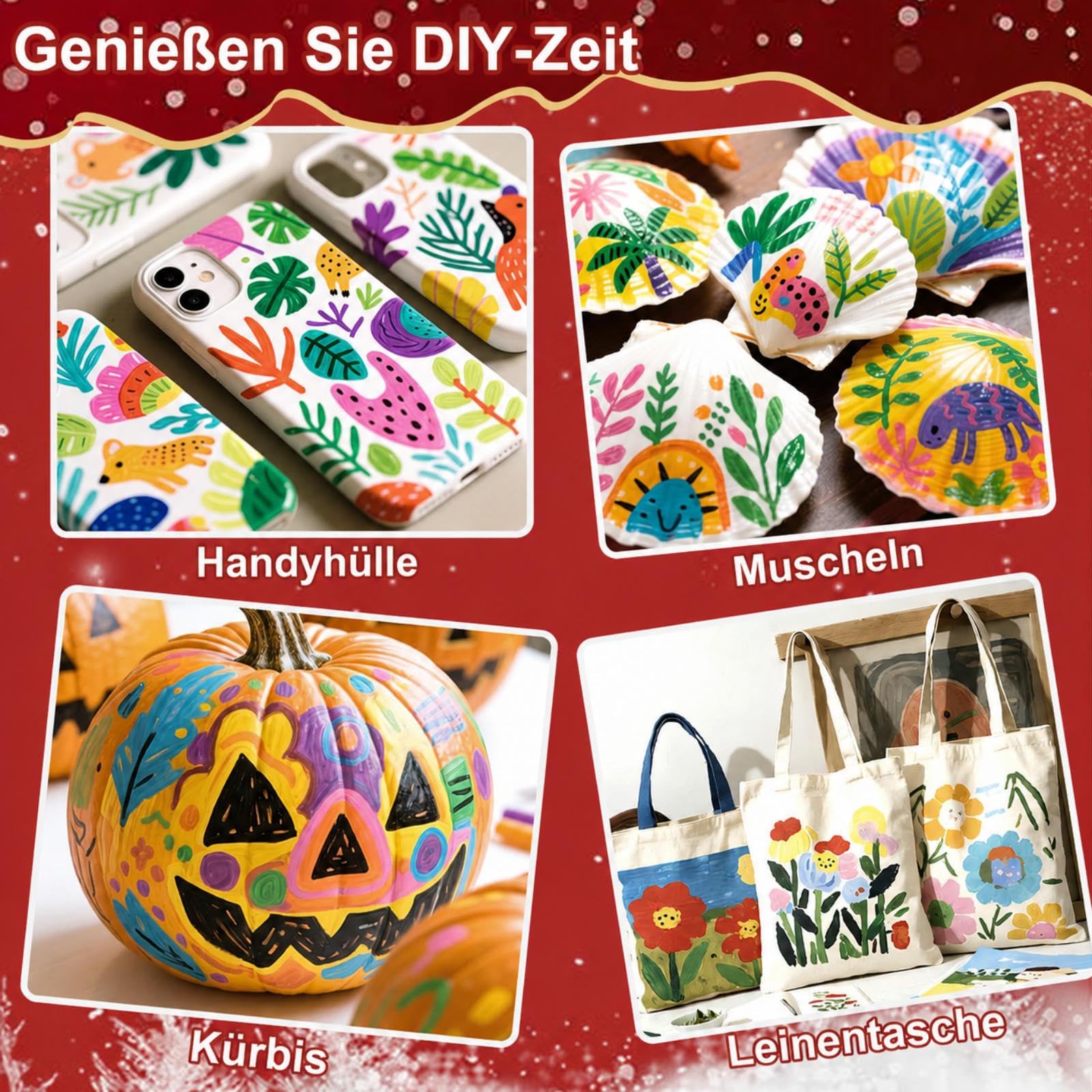 Efimeso 24 Farben Acrylstifte für Steine Wasserfest Set, Multimarker Pinselstifte Acrylic Paint Marker für Stein, Keramik, Holz, Stoff, Leinwand