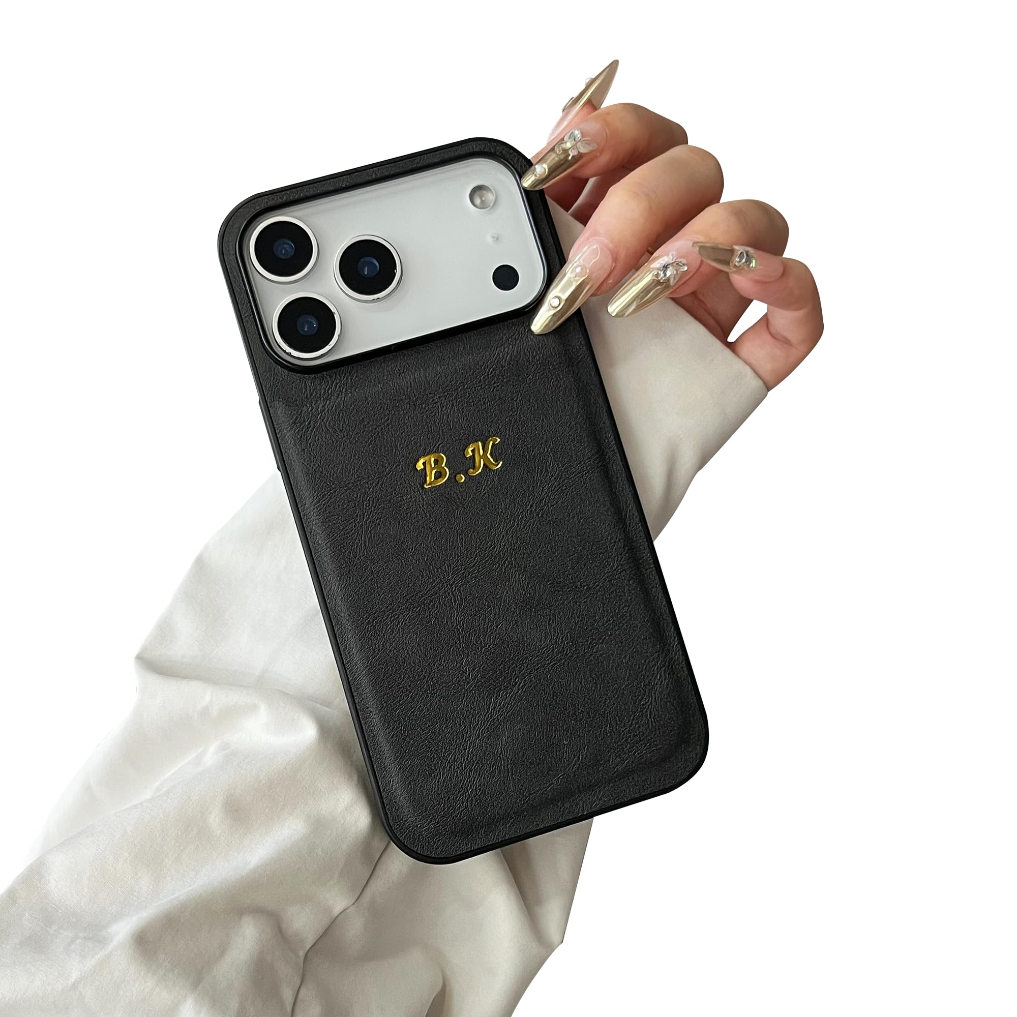 Personalized Classic Leather Phone Case for iPhone 17 16 15 14 13 12 11 Pro Max Plus Air, Custom Monogram and Name Engraving, Compatible with iPhone Models, Multiple Colors Gifts Ideal