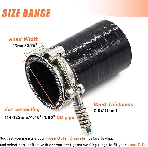Miniatura 10 de Paquete de 2 abrazaderas de manguera con pernos en T, abrazadera de manguera de acero inoxidable con resorte de refuerzo para tubería, abrazadera