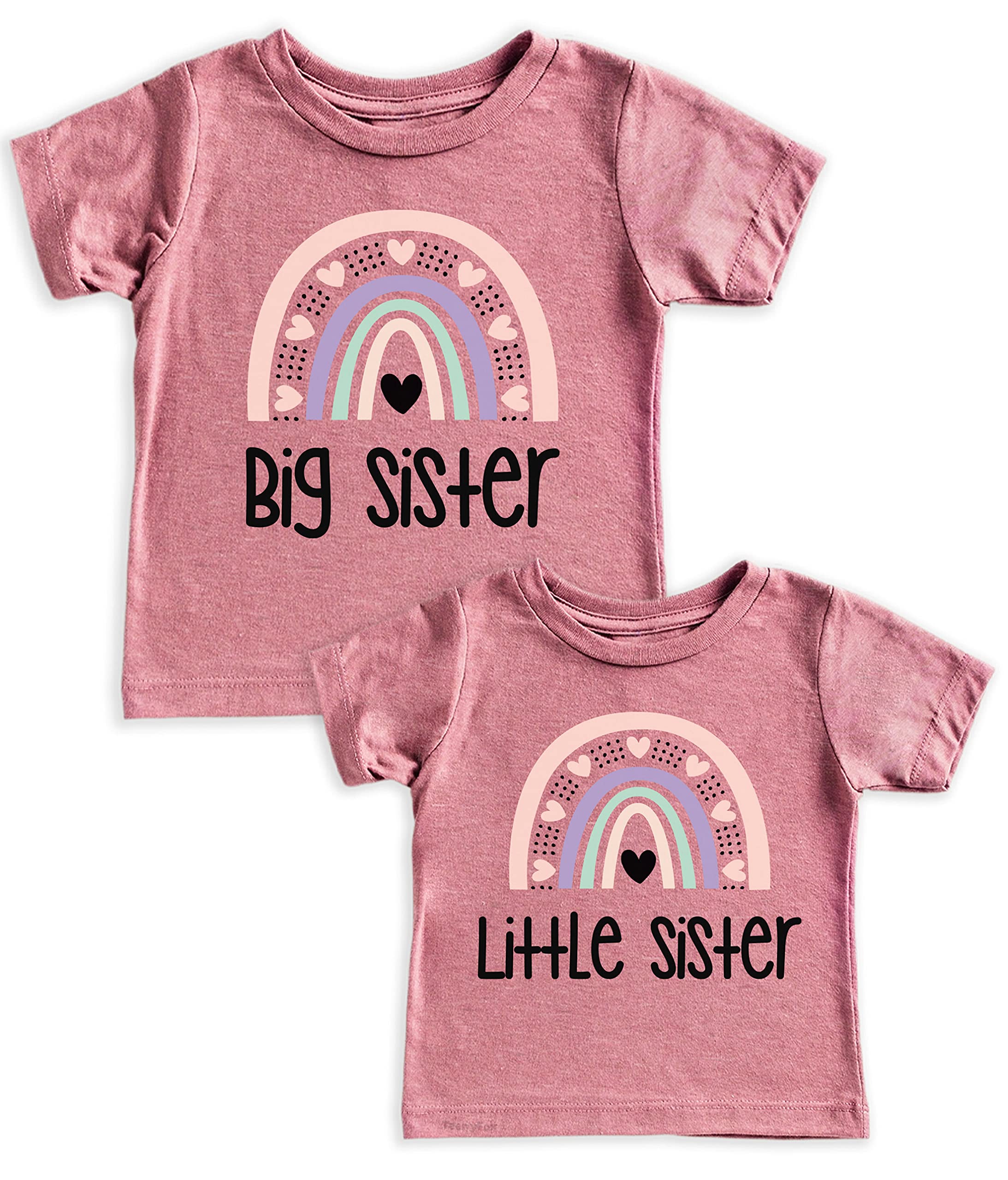 Teeny Fox Rainbow Big Little Sis Shirts Sister Set Gift For Sibling Matching Outfits