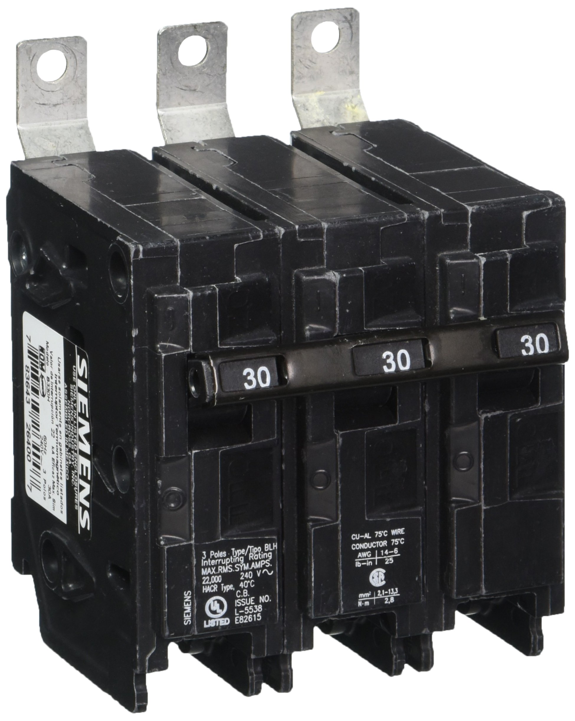 SIEMENS B330H 30-Amp Three Pole 240-Volt 22KAIC Bolt in Breaker
