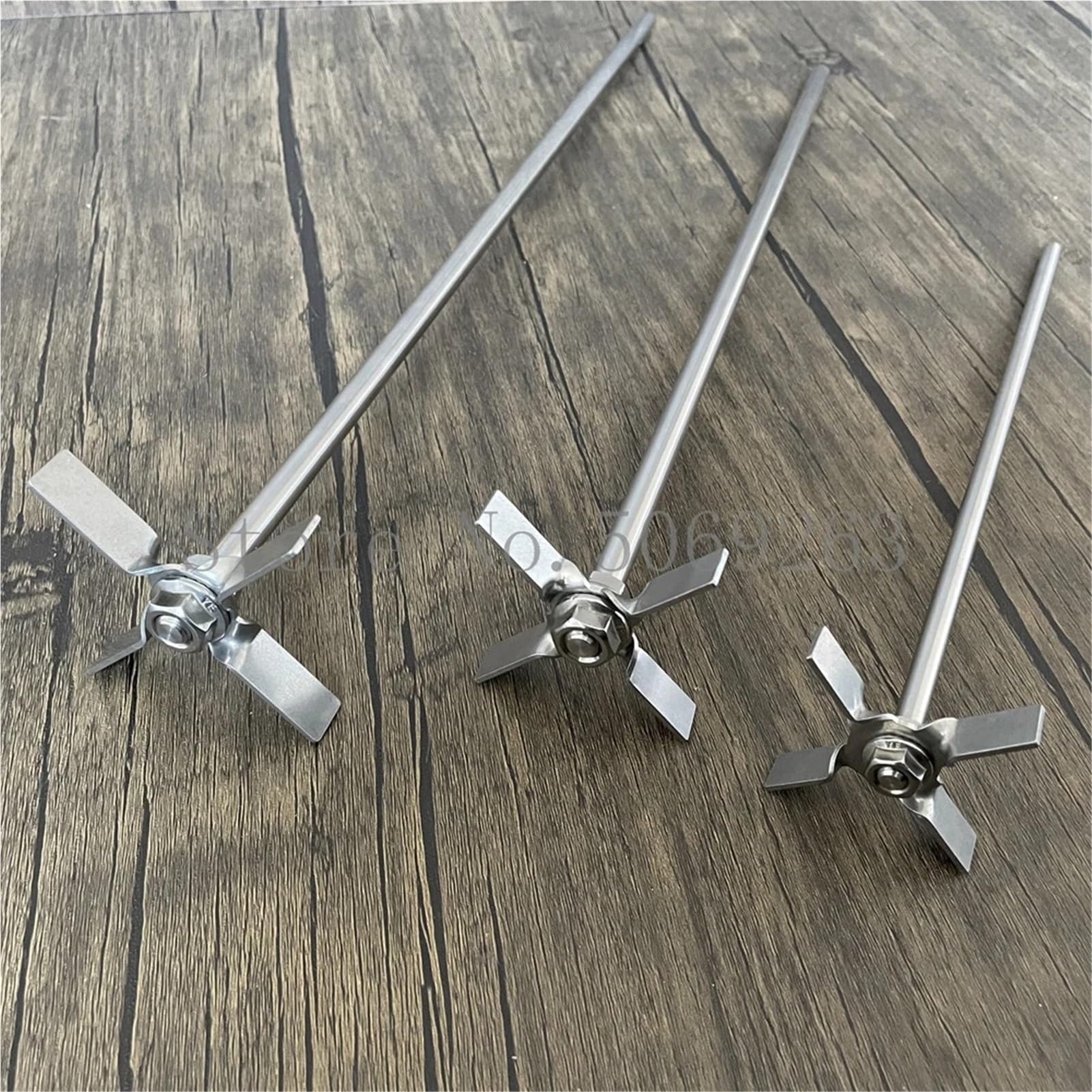 Varilla de agitación superior, Agitador de cuatro aspas con varilla de acero inoxidable 304, 60/70 mm x 8 mm x 200-400 mm, paquete de 4(60x8x400mm)
