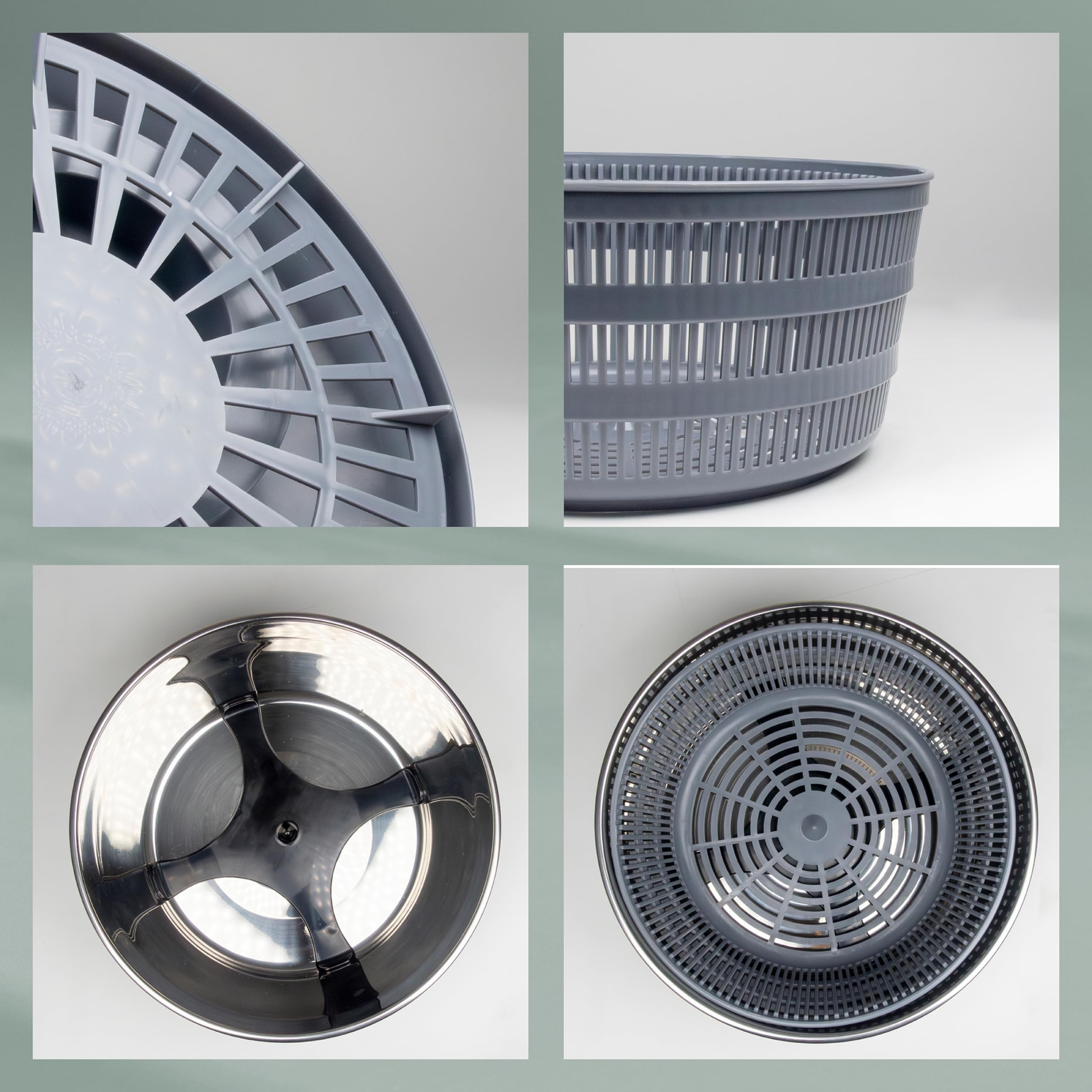 kela Salatschleuder Edelstahl mit Deckel 24,5cm, Salad Spinner, Kunststoffsieb für Salatschleudern oder Seiher für Gemüse, Obst, Penne, Romy, matt