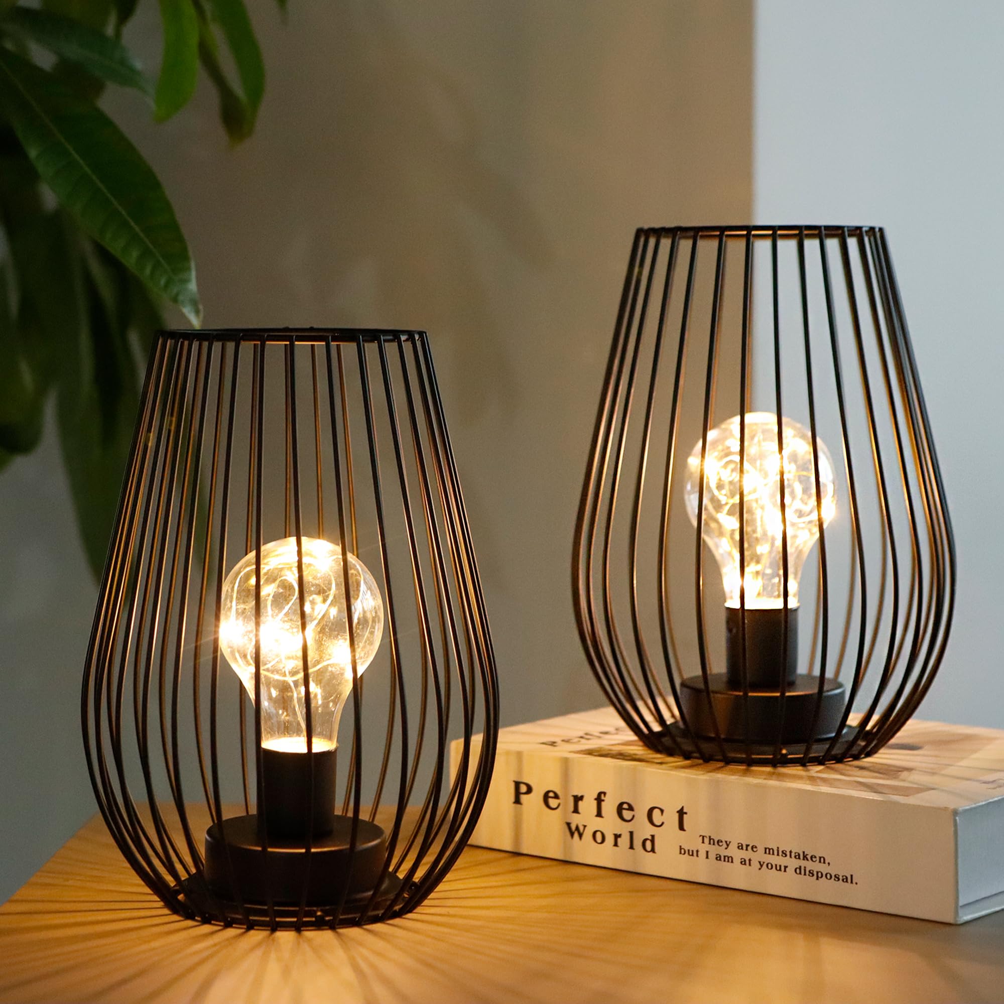 TRIROCKS Set di 2 Lampade da Tavolo in Stile Marocchino 18 cm Alte