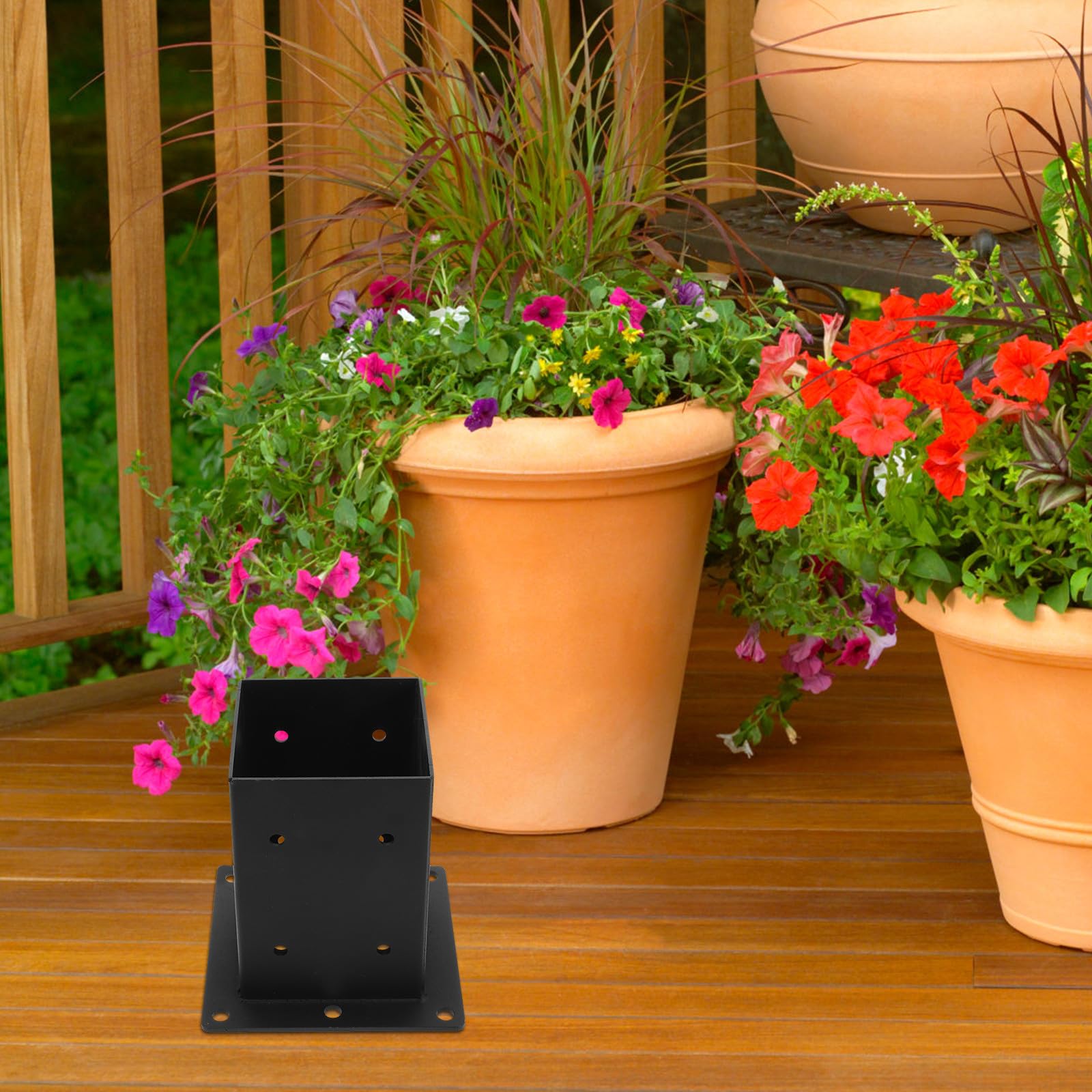 Mipcase Base de Poste de Cerca Soporte Metálico para Postes Metal Negro Recubrimiento para Montaje y Buzones