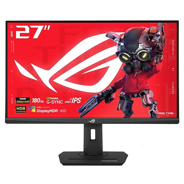 ASUS ROG Strix 27” QHD (2560x1440) HDR400 USB-C Gaming Monitor (XG27ACS), 180Hz,1ms, Fast IPS, 133% sRGB, Extreme Low Motion Blur Sync, G-Sync Compatible, DisplayWidget, Tripod Socket, 3 Year Warranty