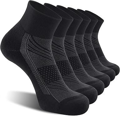 CelerSport 6 Pack Men's Ankle Socks with Cushion, Sport Athletic Running Socks