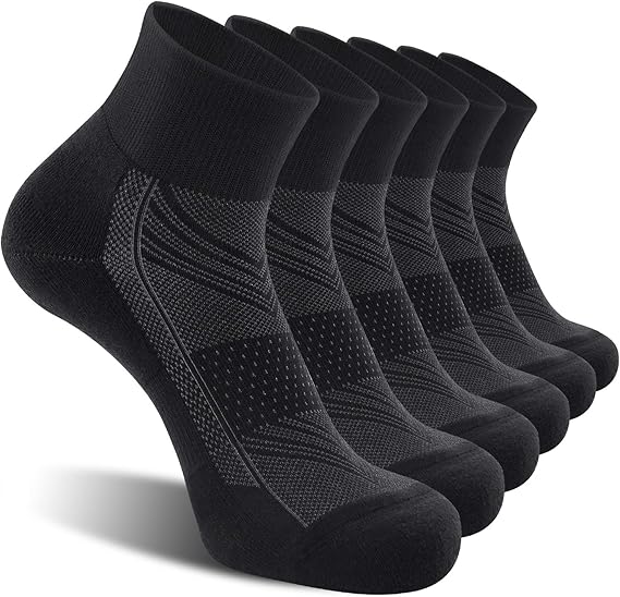 CelerSport 6 Pack Men's Ankle Socks with Cushion, Sport Athletic Running Socks