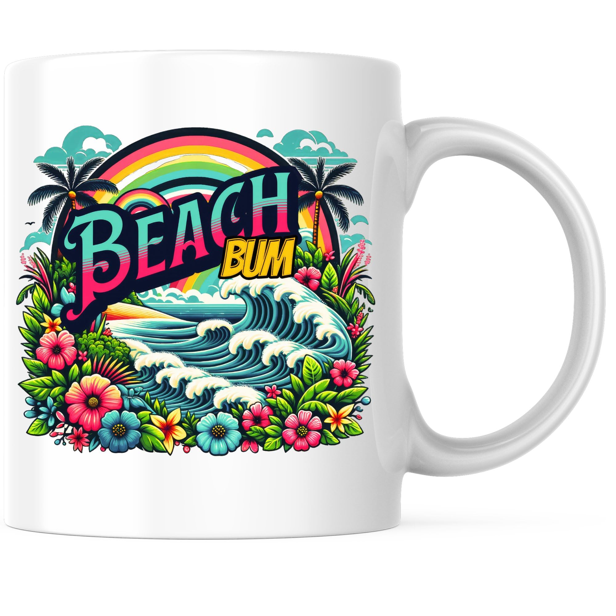 Bliss Monkey Co.Beach Bum - 11 Ounce Coffee Mug - White Interior and Handle - Premium Quality Ceramic - BMCM00315