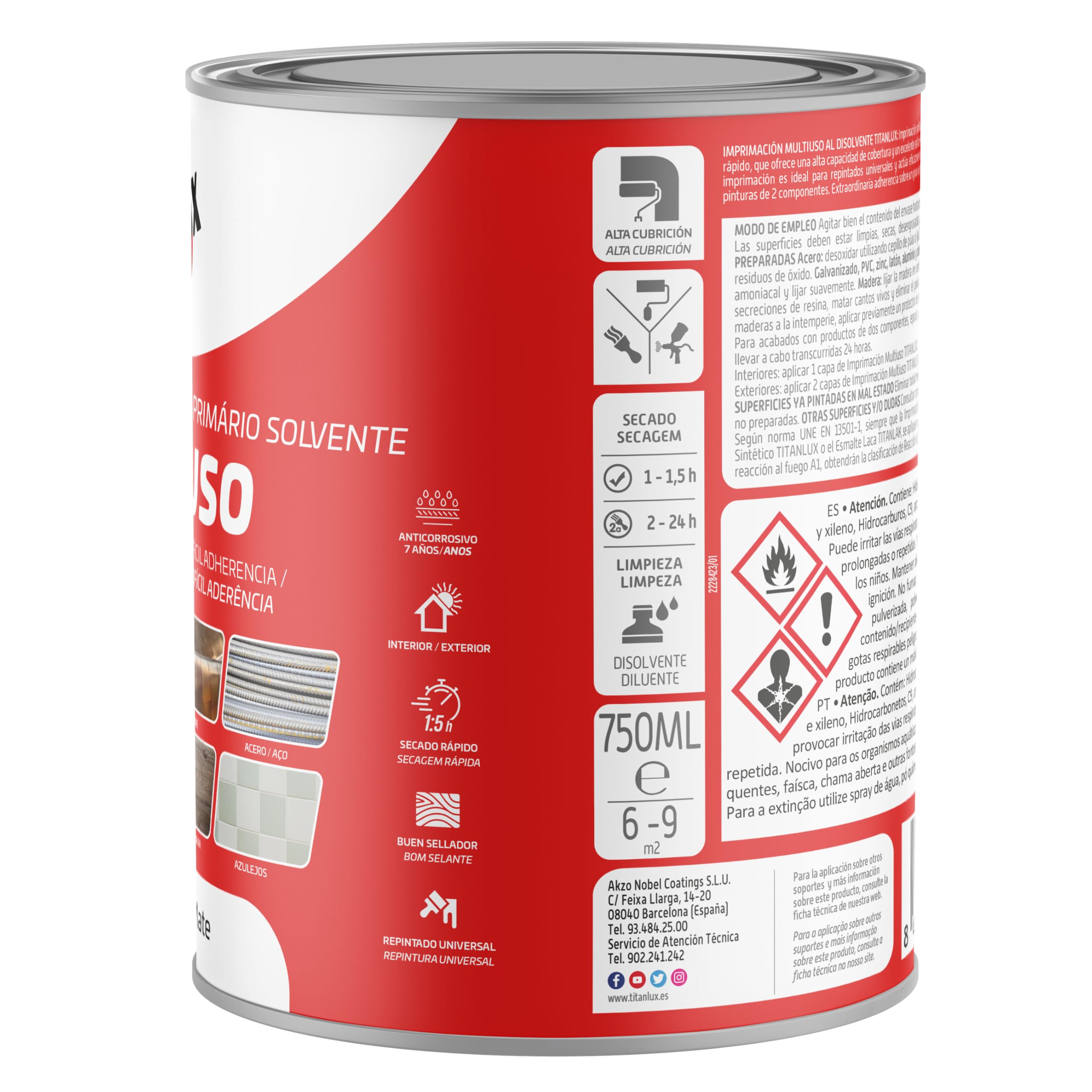 TITANLUX Imprimación Multiuso al Disolvente Blanco 0,75L