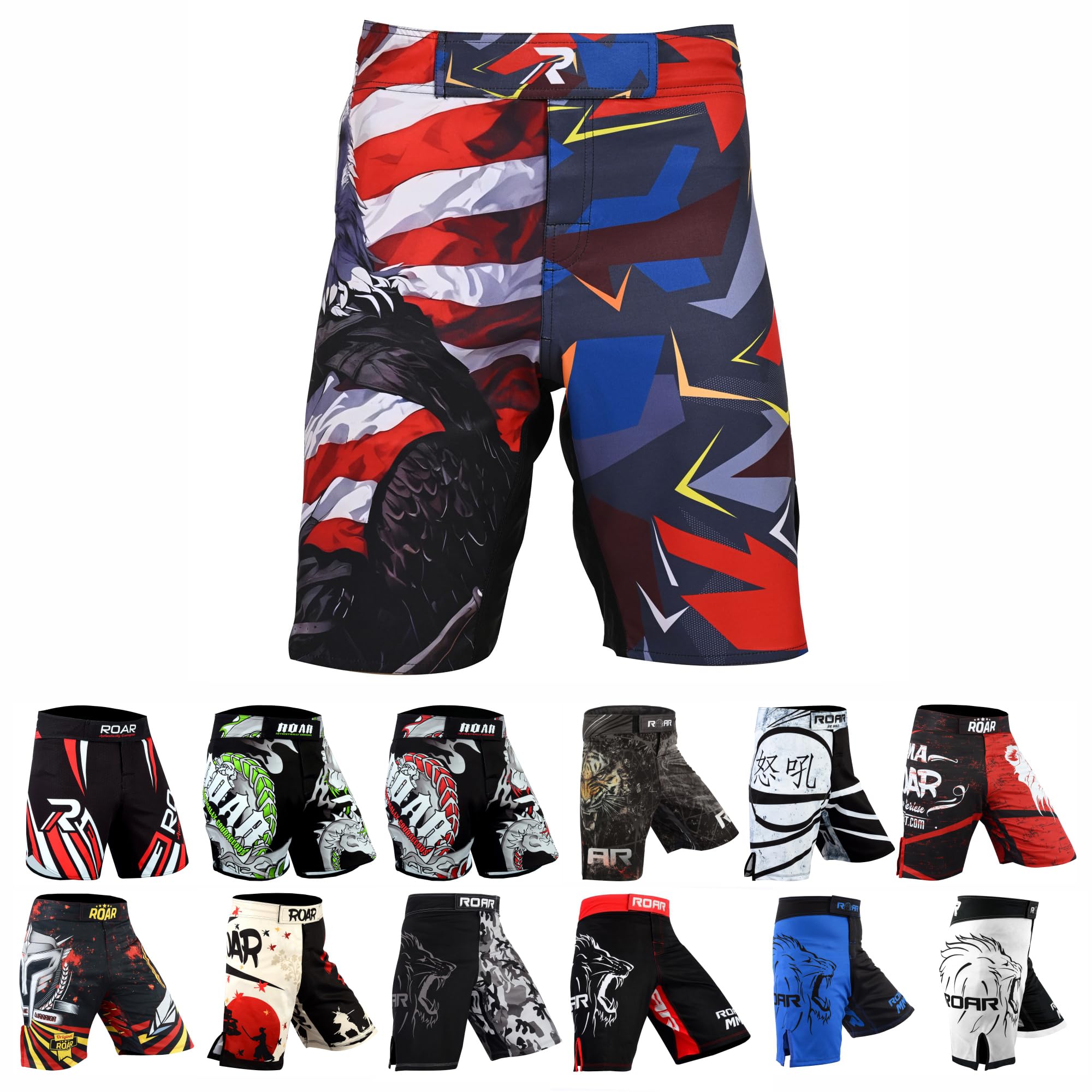 ROAR-INT MMA Fight Shorts Grappling Kickboxing Muay Thai Shorts BJJ Gym Training Running Athletic Wrestling Shorts