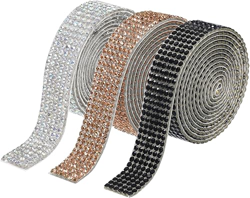 MECCANIXITY 3 rollos de cinta de diamantes de imitación autoadhesiva de 3 yardas y 0.315 in para proyectos de artes y manualidades, pasteles de disponible en Yaxa Guatemala