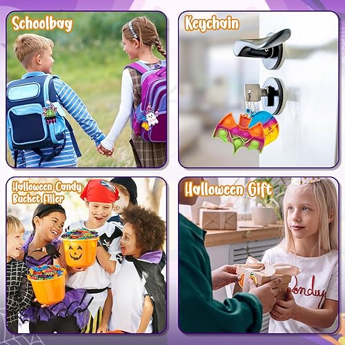 Miniatura 7 de Recuerdos de fiesta de Halloween para niños  24 piezas de Halloween mini llavero Push Pop Fidget Juguetes Fantasma Calabaza Bruja Sombrero con