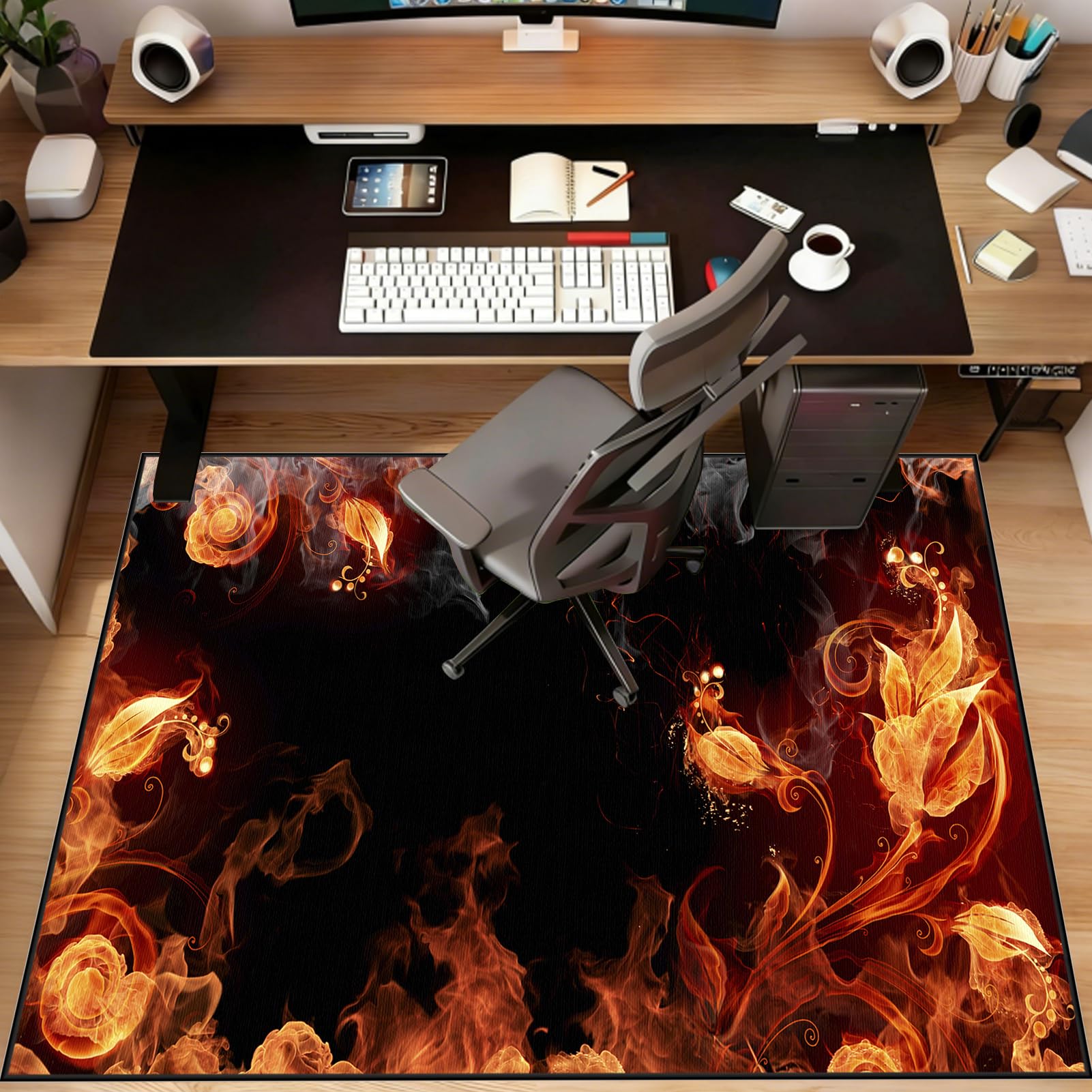 Mata na krzesło do gier biurowych, 100 x 120 cm mata ochronna na krzesło biurowe, ochrona podłogi, antypoślizgowa, mata na krzesło na biurko do laminatu, parkietu, twardych podłóg