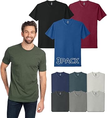 Next Level Apparel 6210 Mens T-Shirts, Pack of Unisex CVC Cotton Blend Bulk Undershirt Custom Color Set Remera para Hombre