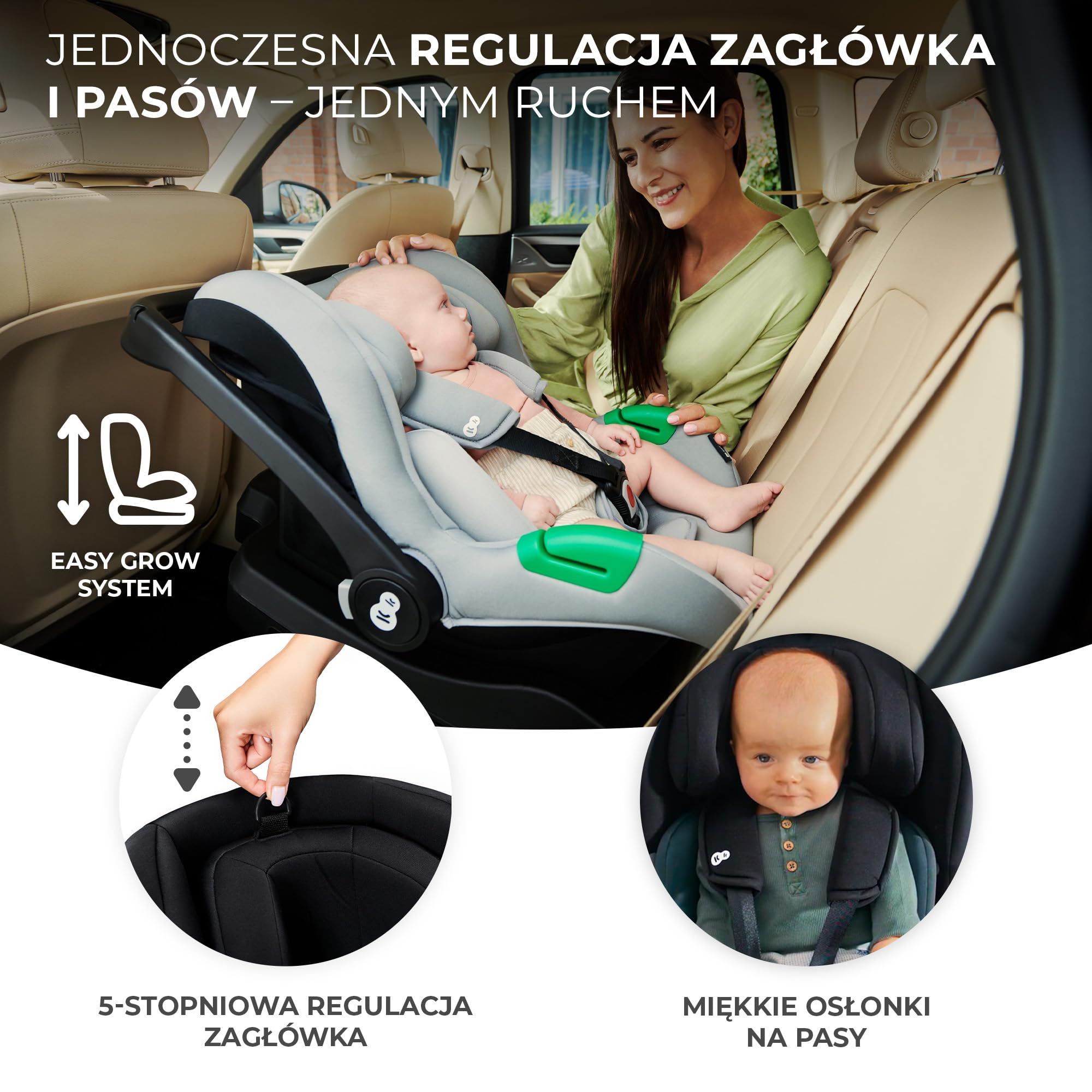 Kinderkraft MINK PRO FX, Fotelik z Bazą, i-Size R129, od urodzenia do 13 kg, 40-75 cm, Fotelik Samochodowy, Fotelik Dziecięcy, RWF, ISOFIX, Systemy Bezpieczeństwa, Wkładka z pianki Memory, Czarny